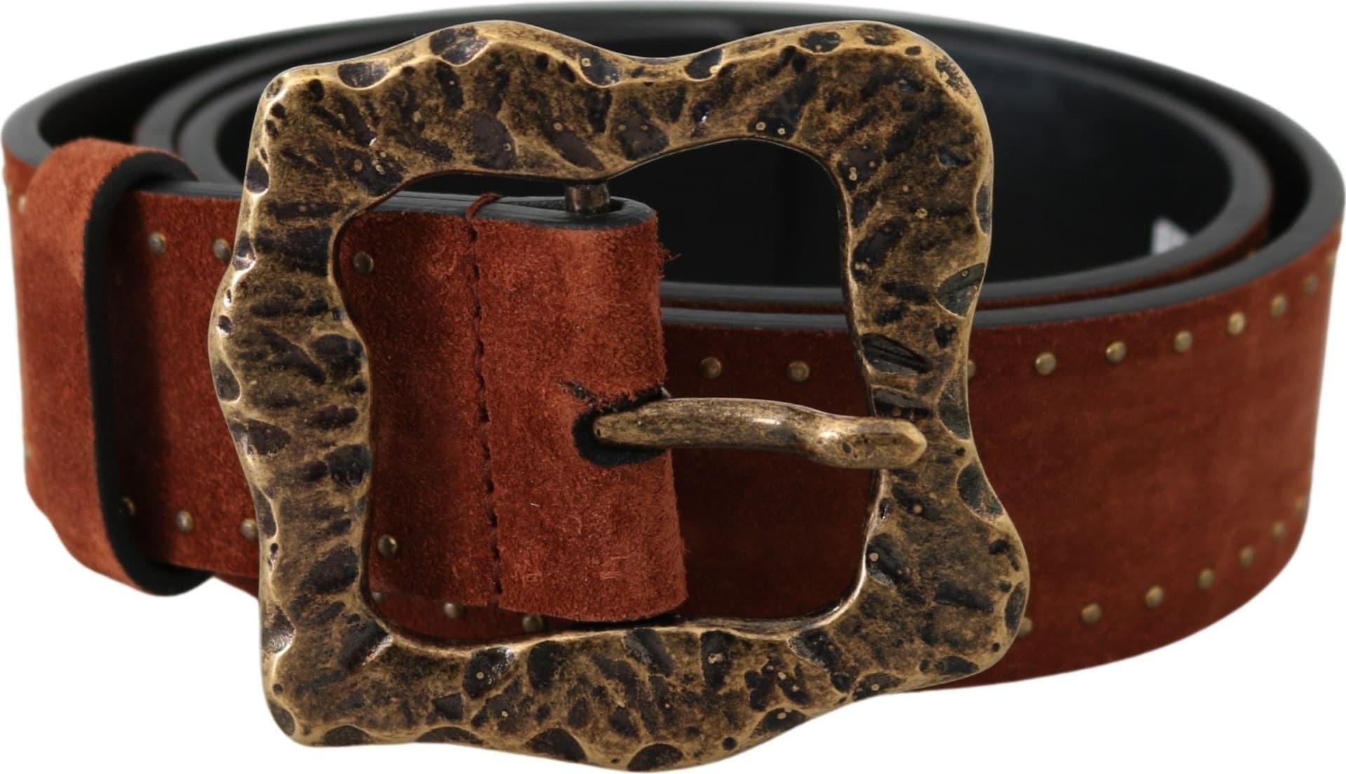 Dolce & Gabbana Brown Suede Leather Studded Baroque Belt - 3