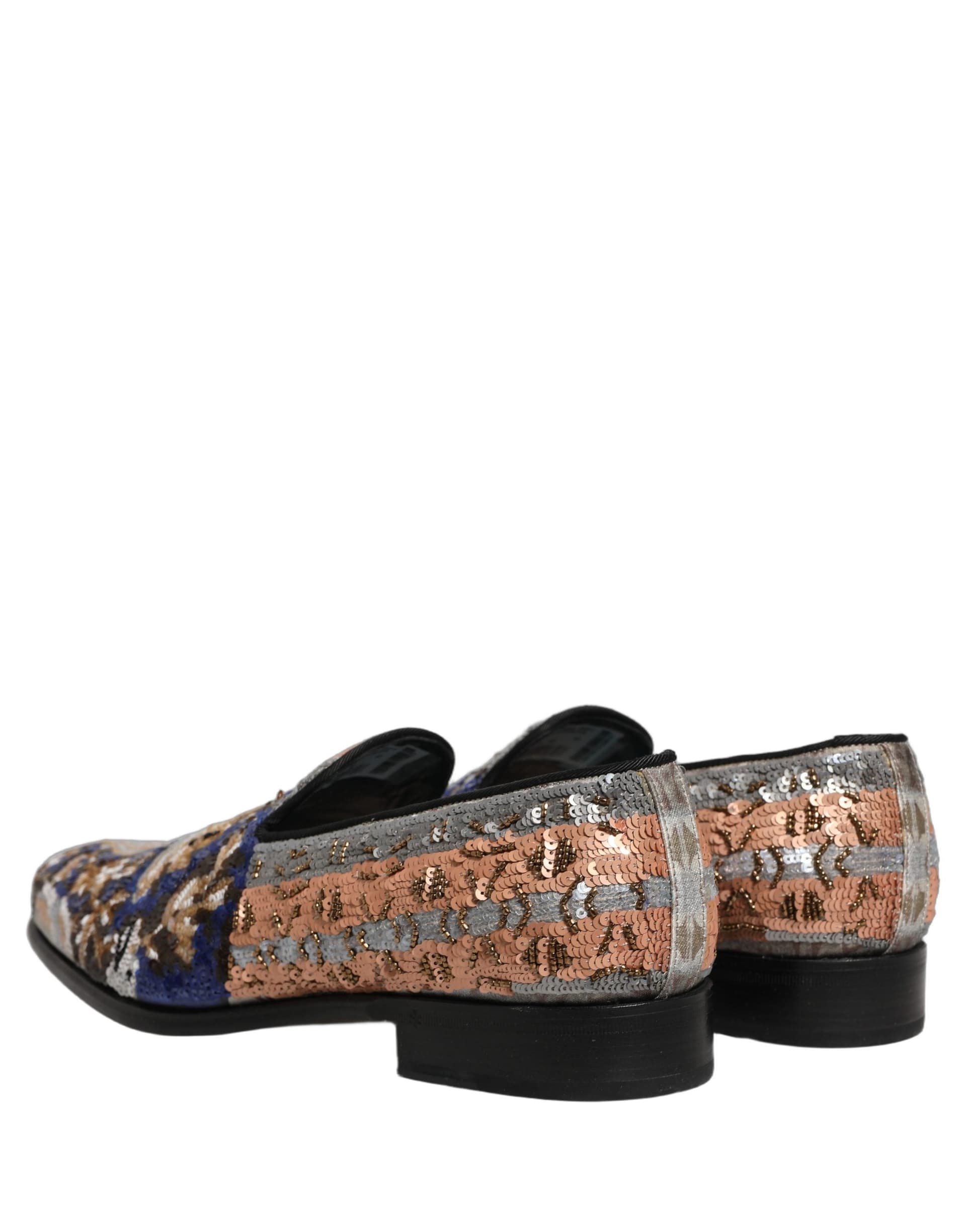 Dolce & Gabbana Multicolor Embroidered Sequin Loafers Shoes - 5
