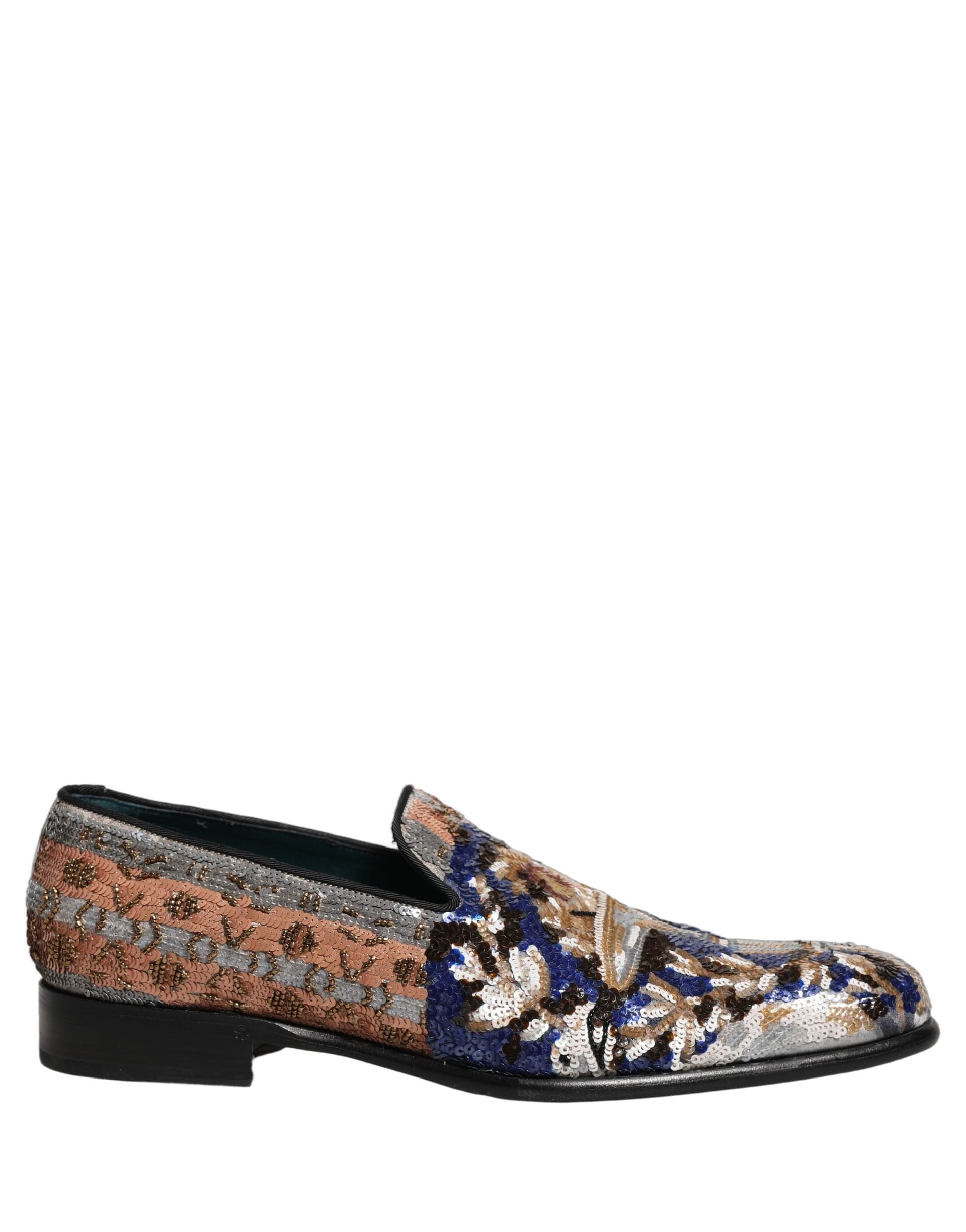 Dolce & Gabbana Multicolor Embroidered Sequin Loafers Shoes - 7