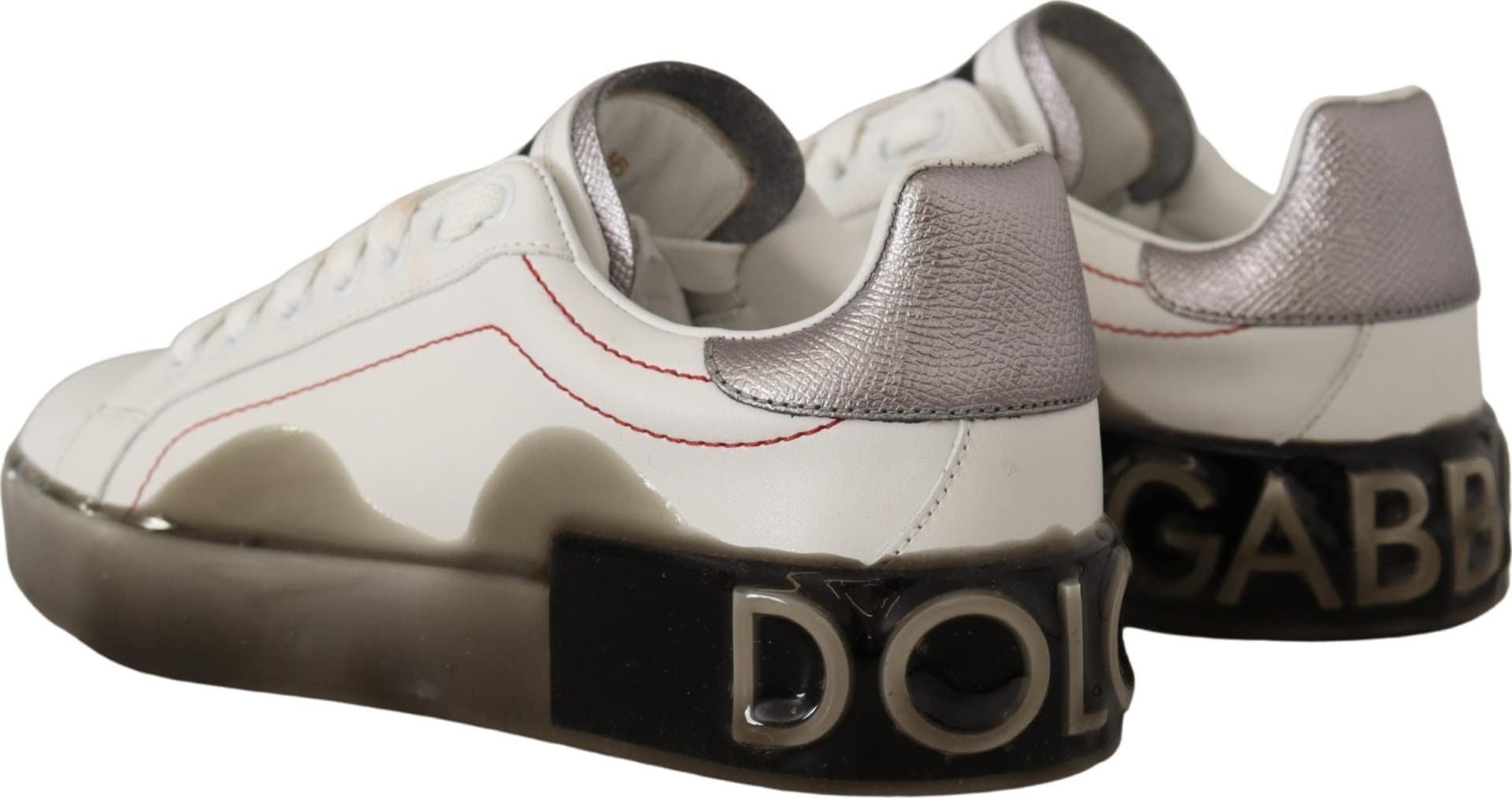 Dolce & Gabbana White Leather Shoes Womens Logo Portofino Sneakers - 2