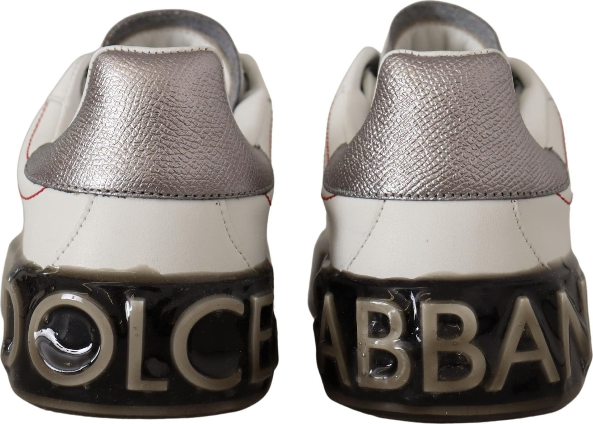 Dolce & Gabbana White Leather Shoes Womens Logo Portofino Sneakers - 6