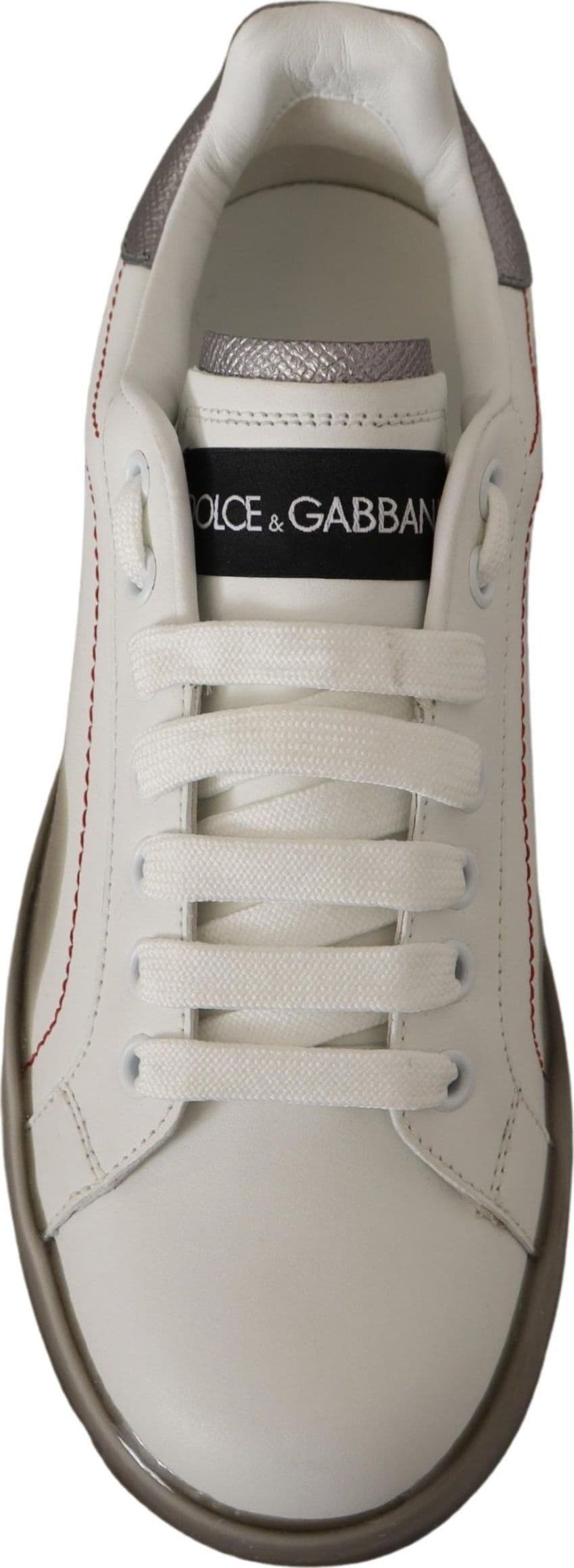 Dolce & Gabbana White Leather Shoes Womens Logo Portofino Sneakers - 7