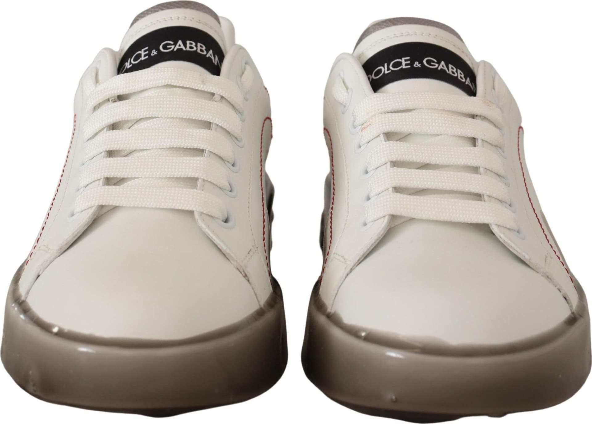 Dolce & Gabbana White Leather Shoes Womens Logo Portofino Sneakers - 8