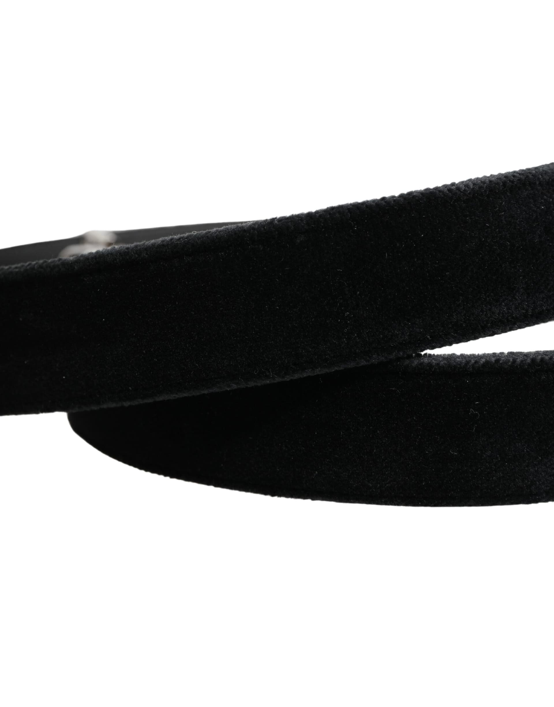 Dolce & Gabbana Black Suede Silver Tone Metal Buckle Men Belt - 5