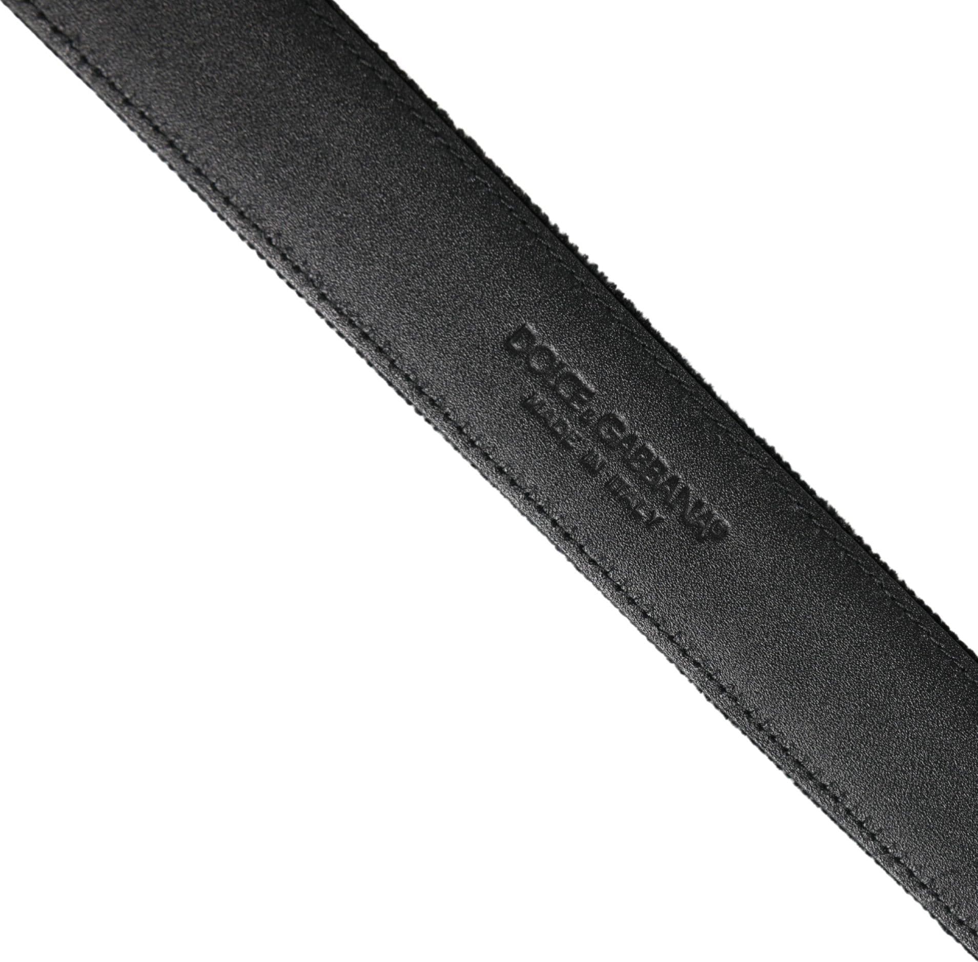 Dolce & Gabbana Black Suede Silver Tone Metal Buckle Men Belt - 6