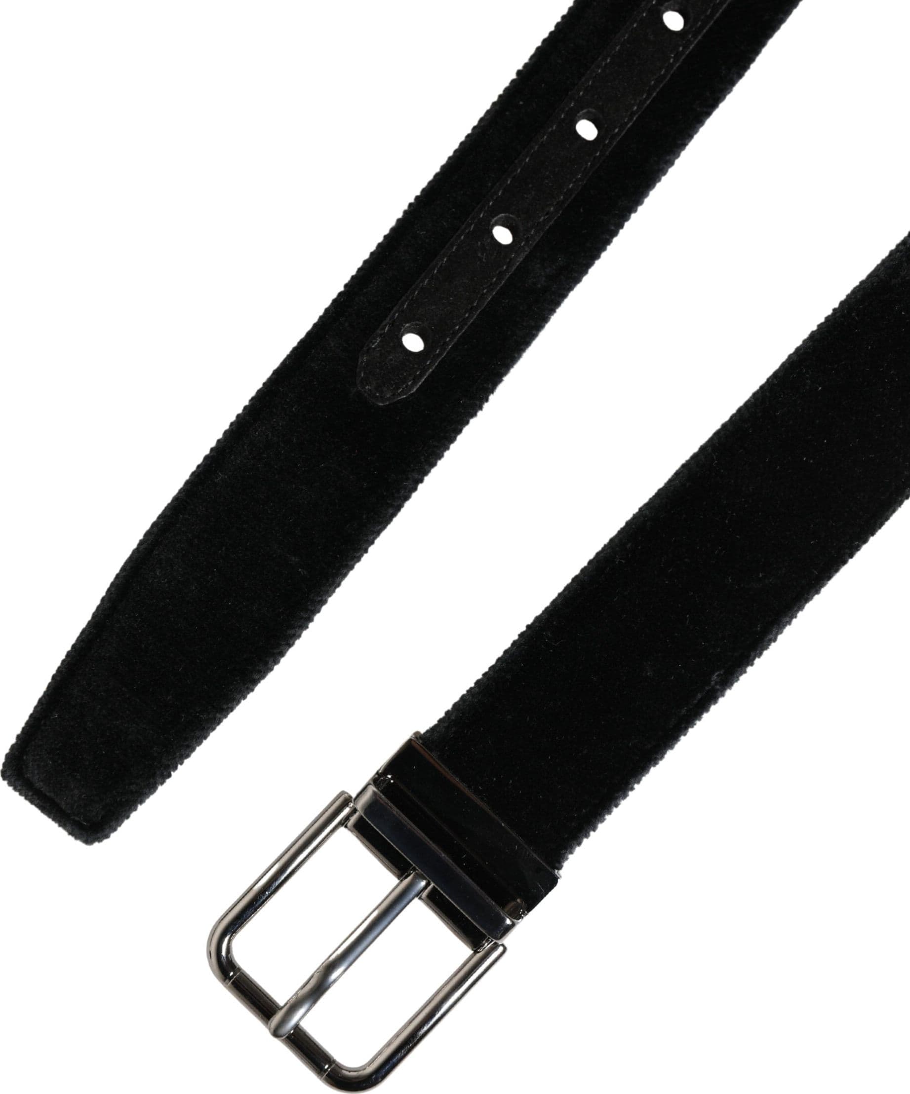 Dolce & Gabbana Black Suede Silver Tone Metal Buckle Men Belt - 7