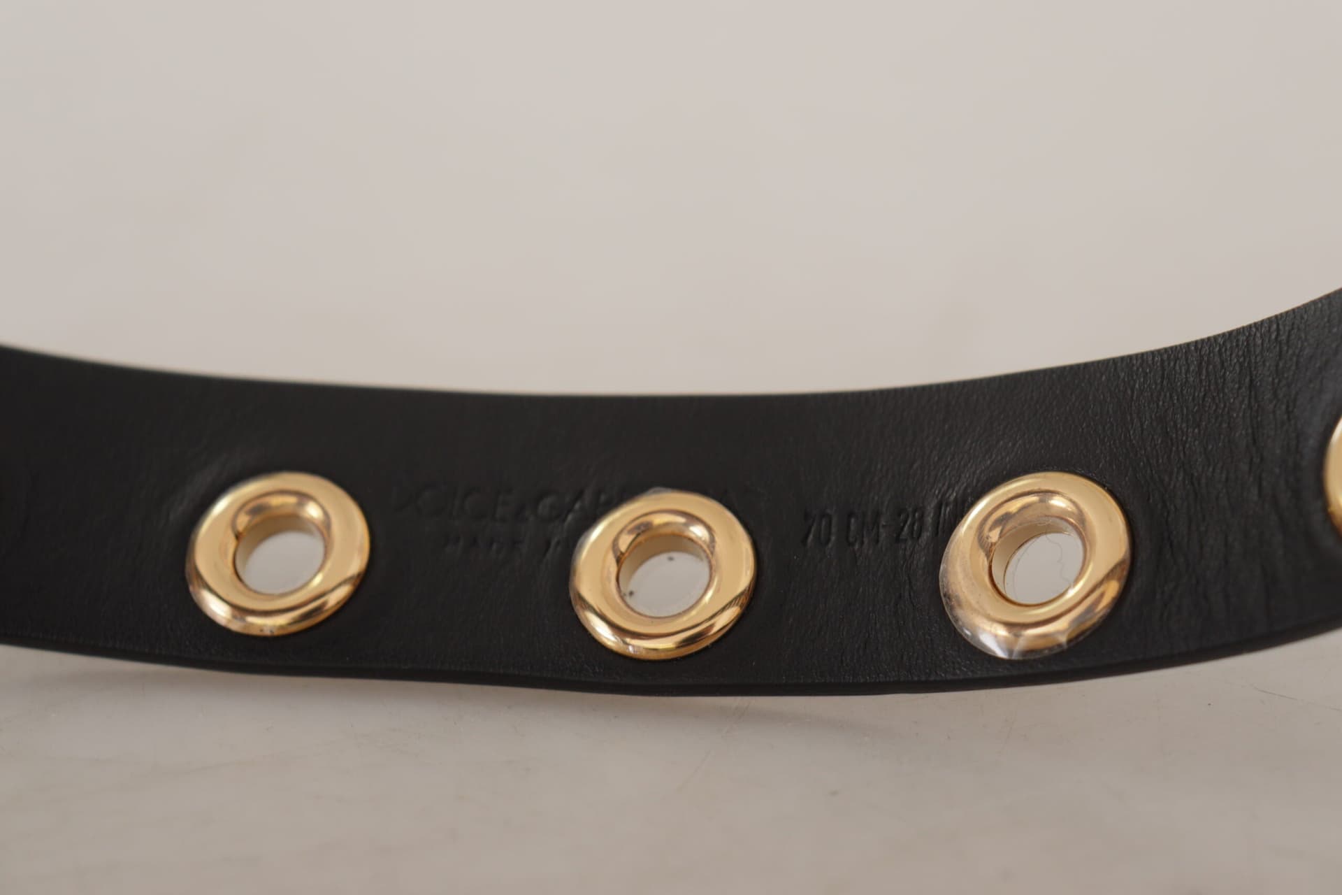 Dolce & Gabbana Black Leather Eyelet Silver Tone Metal Buckle Belt - 7