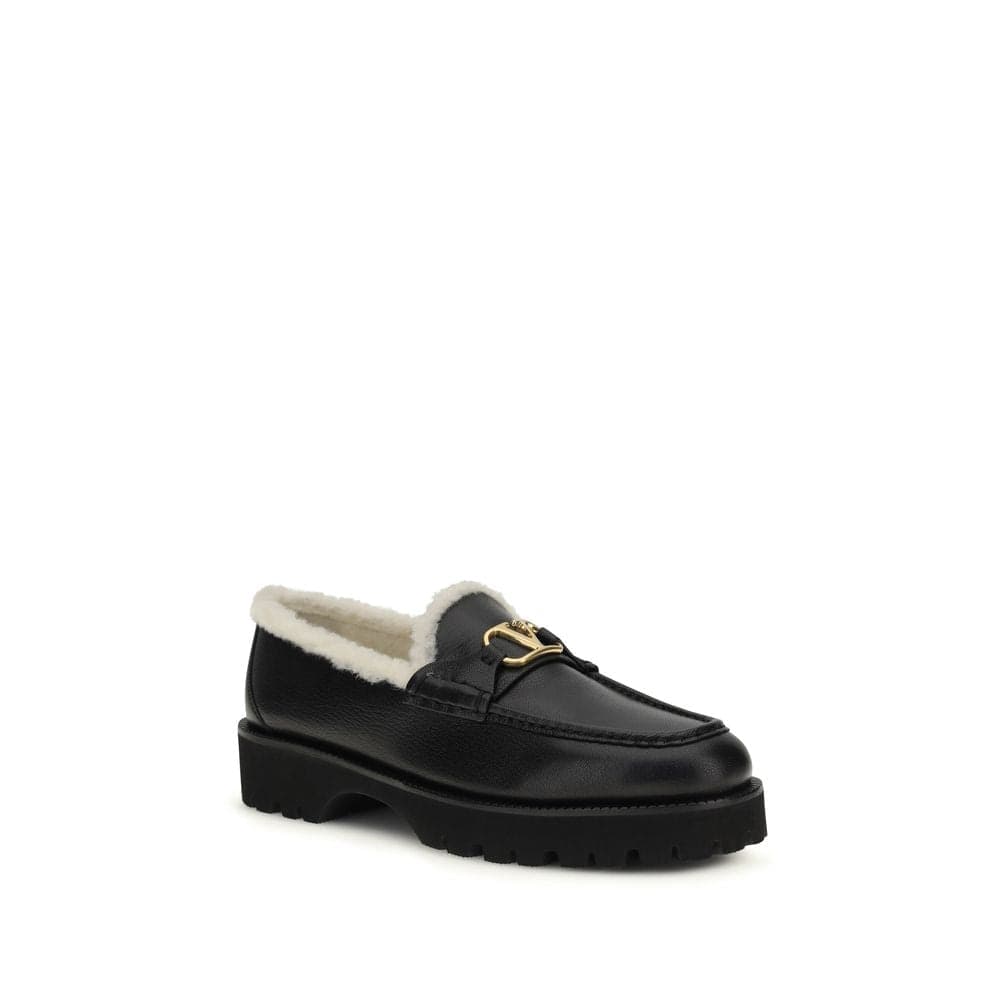 Valentino Garavani Black Calf Leather Bos Taurus Slip-On Loafers - 2