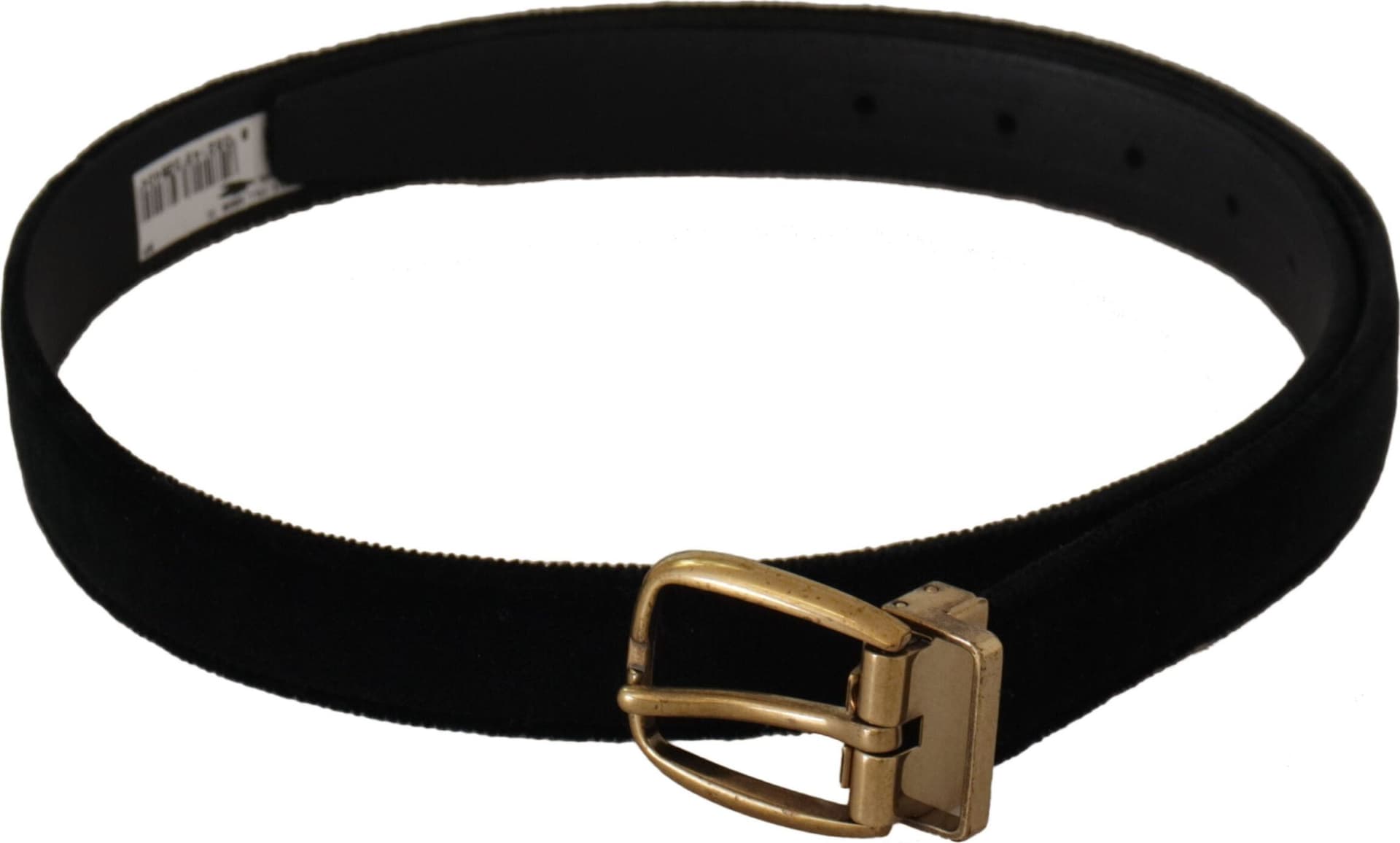 Dolce & Gabbana Black Velvet Leather Gold Tone Metal Buckle Belt - 2