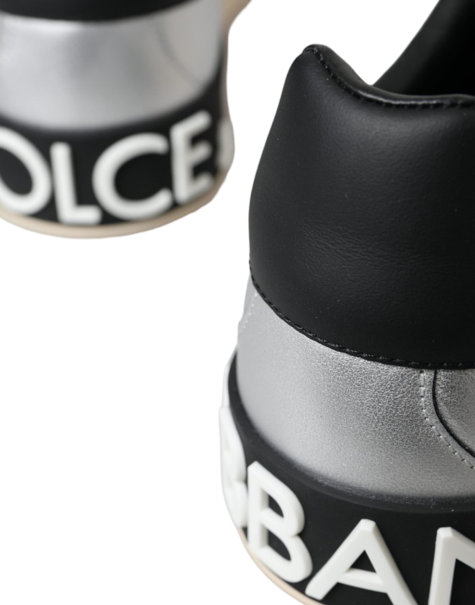 Dolce & Gabbana Silver Portofino Calf Leather Sneakers Men Shoes - 4