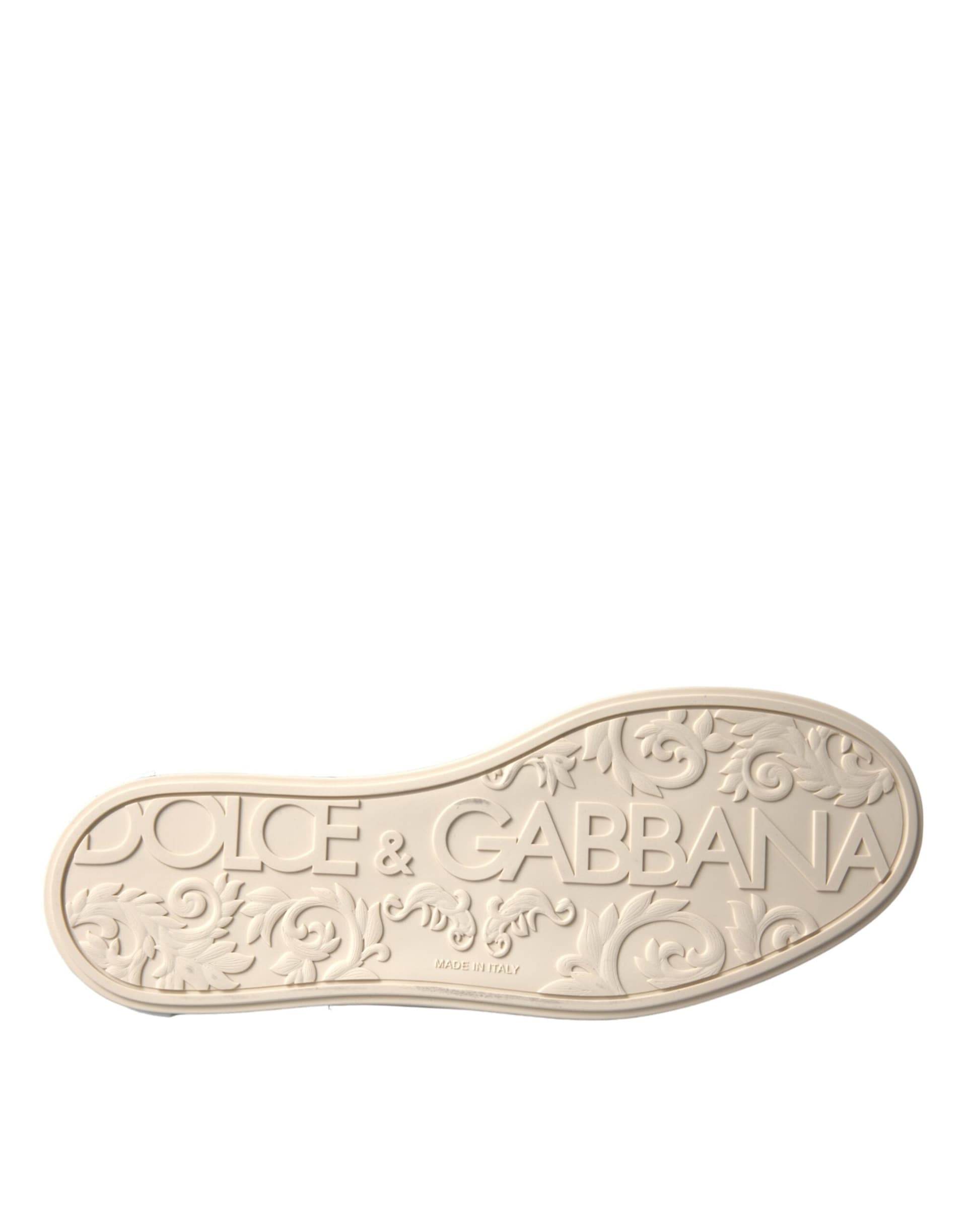 Dolce & Gabbana Silver Portofino Calf Leather Sneakers Men Shoes - 7