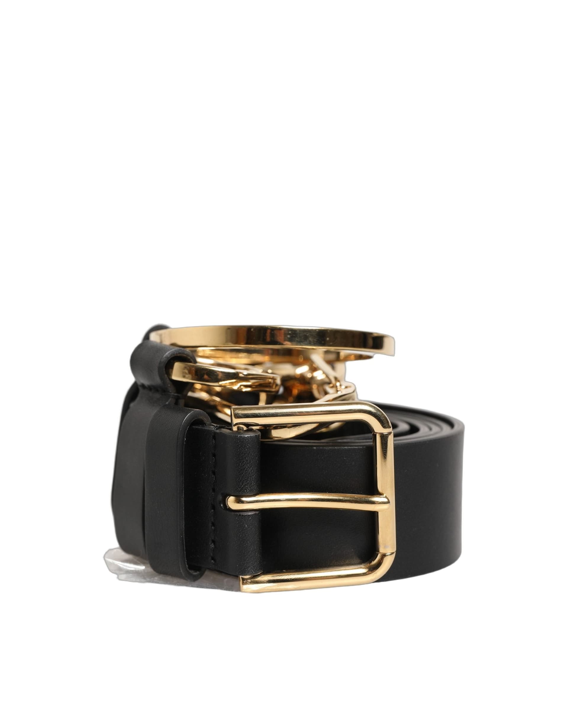 Dolce & Gabbana Black Calf Leather Gold Metal Buckle Men Belt - 4