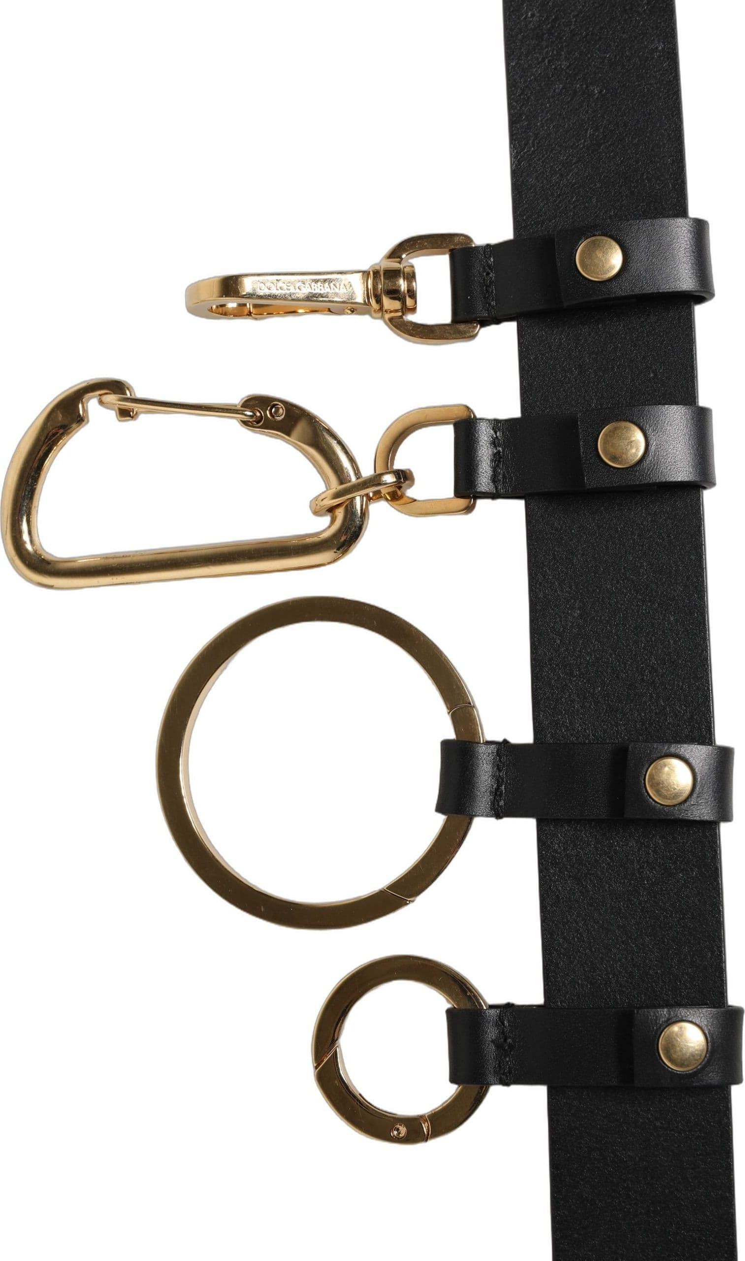 Dolce & Gabbana Black Calf Leather Gold Metal Buckle Men Belt - 6