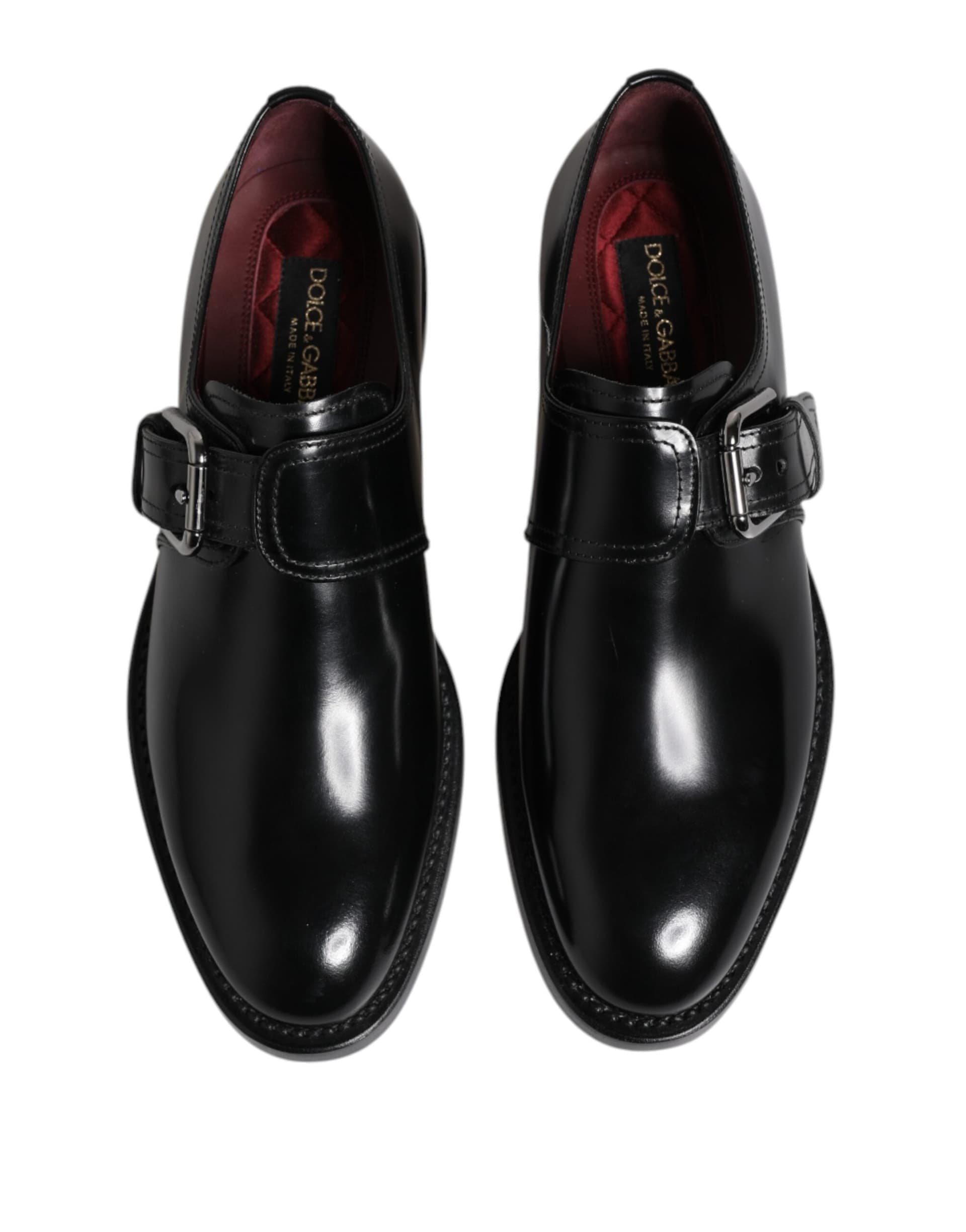 Dolce & Gabbana Black Leather Monk Strap Derby Formal Shoes - 2