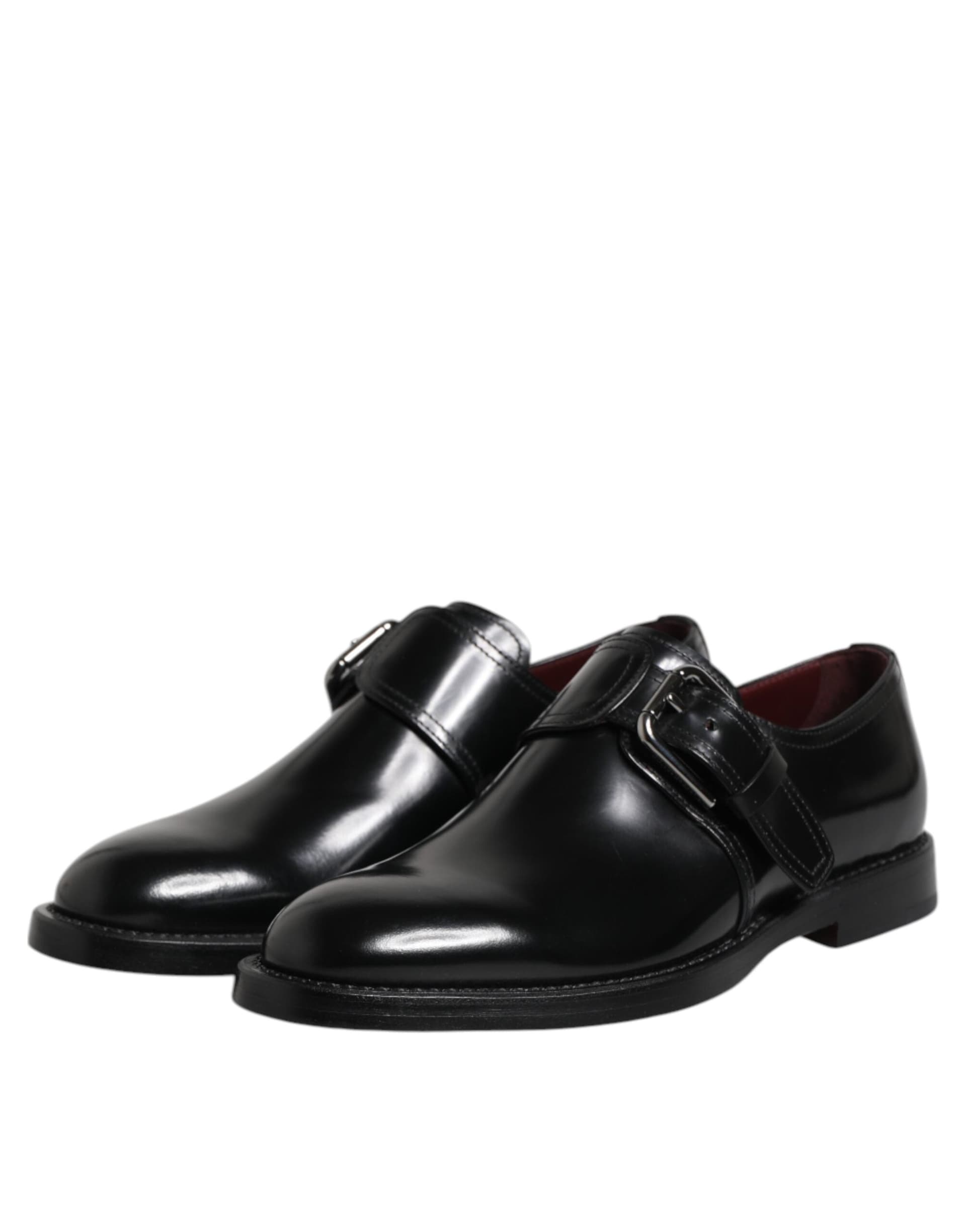 Dolce & Gabbana Black Leather Monk Strap Derby Formal Shoes - 3