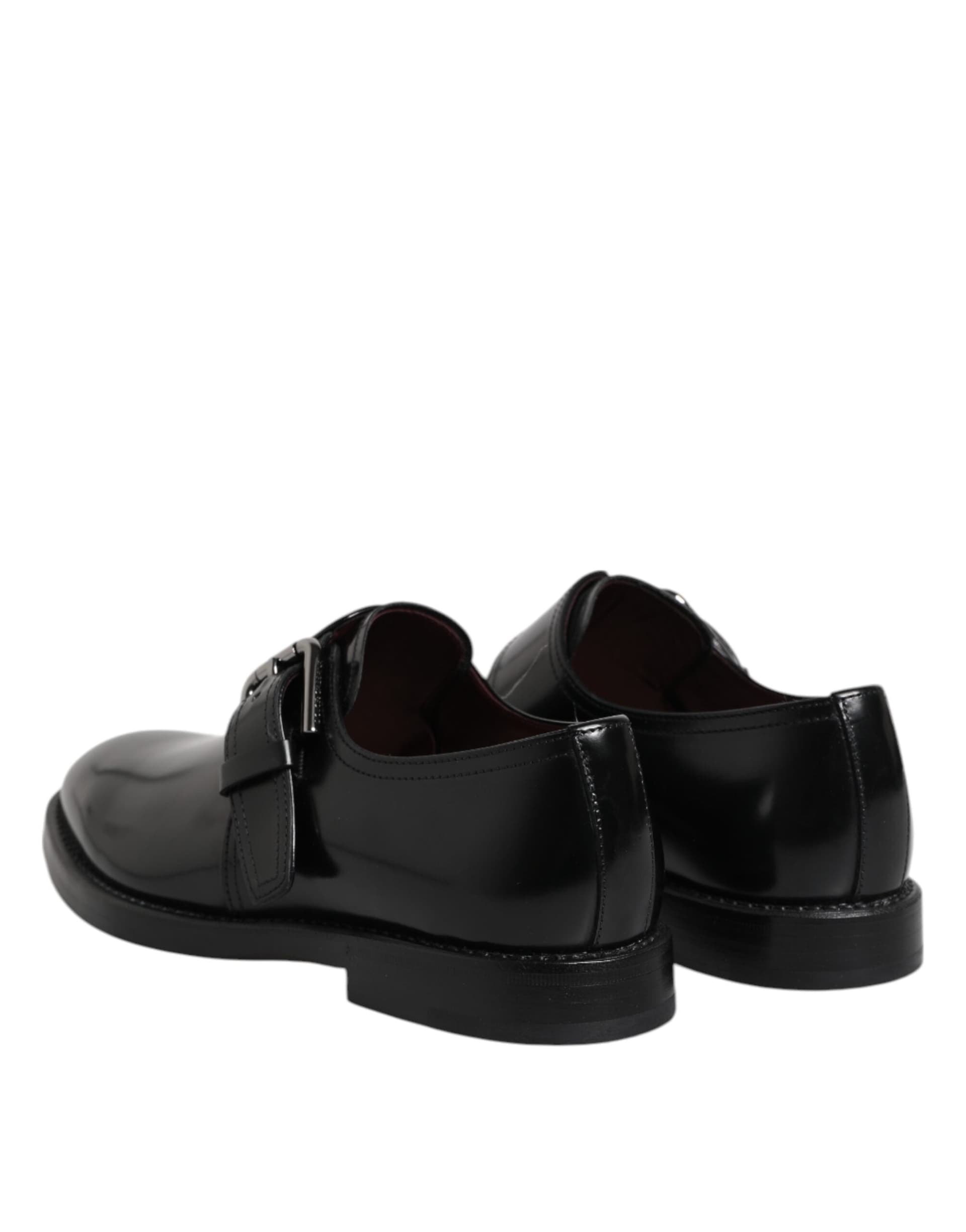 Dolce & Gabbana Black Leather Monk Strap Derby Formal Shoes - 4