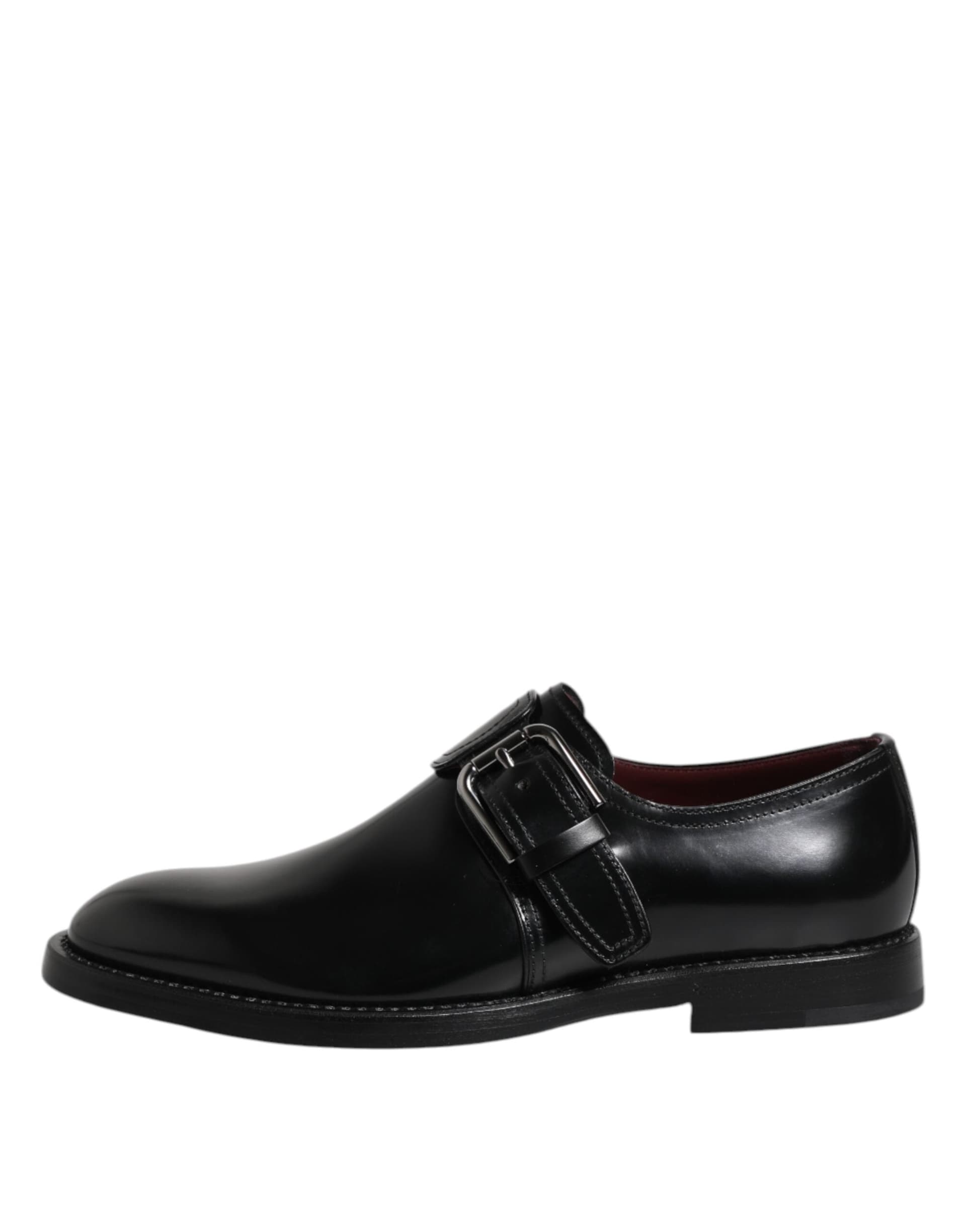 Dolce & Gabbana Black Leather Monk Strap Derby Formal Shoes - 5