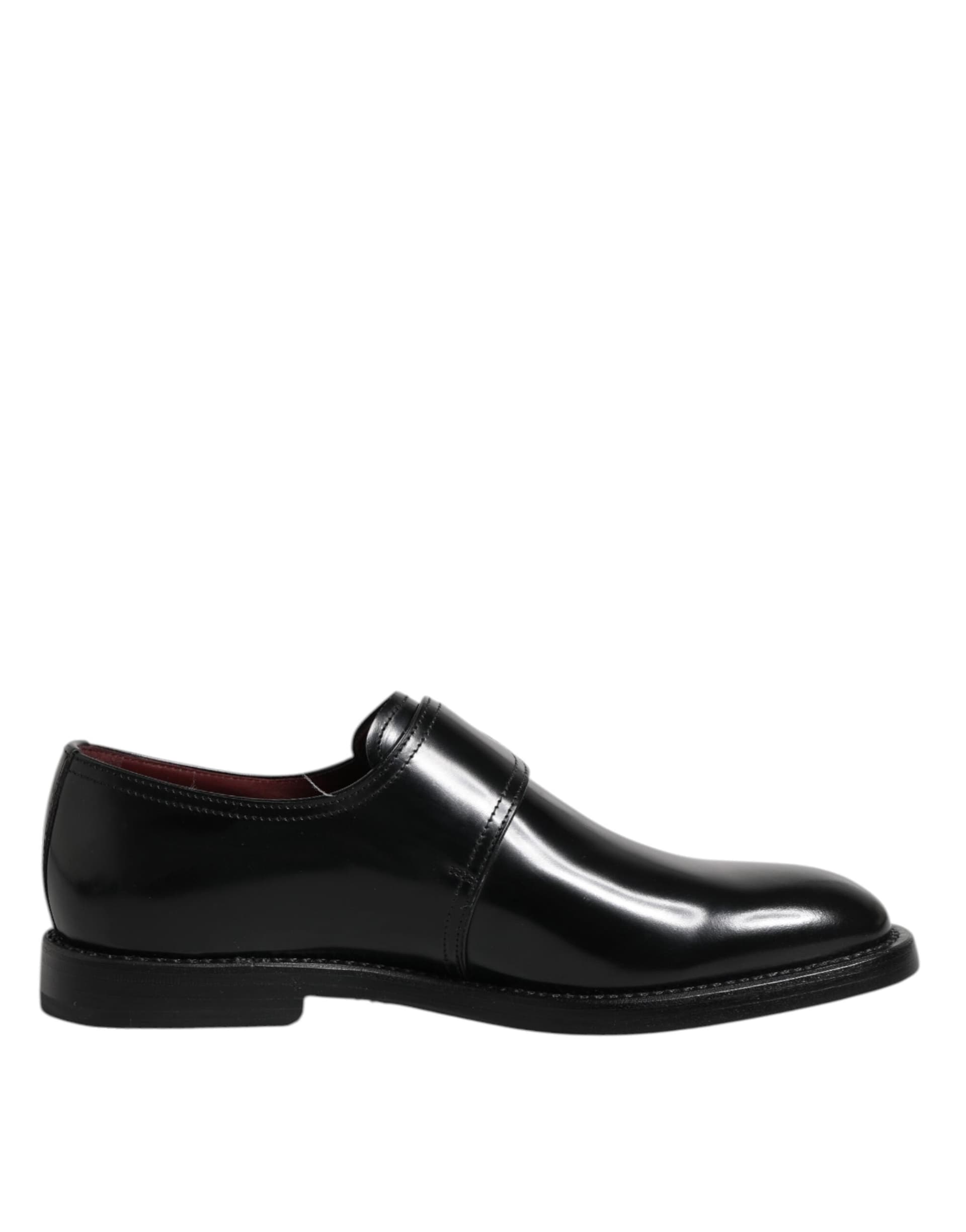 Dolce & Gabbana Black Leather Monk Strap Derby Formal Shoes - 7