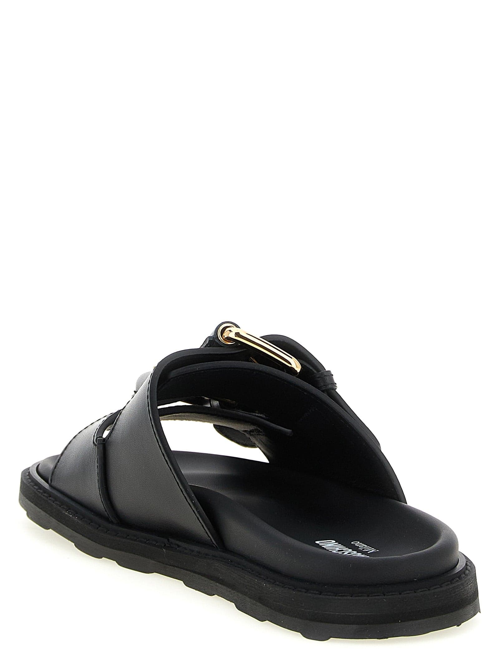 Moschino Black Calfskin Slides - 3