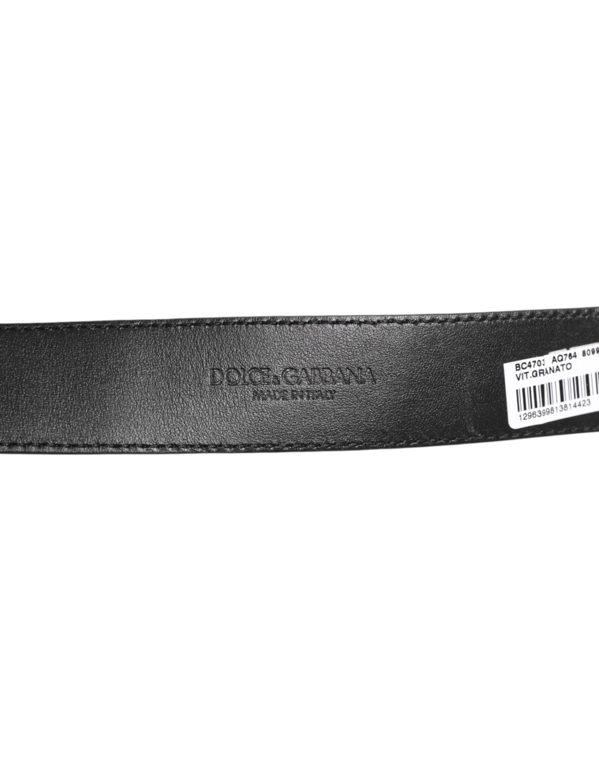 Dolce & Gabbana Black Leather Classic Metal Logo Buckle Belt - 3