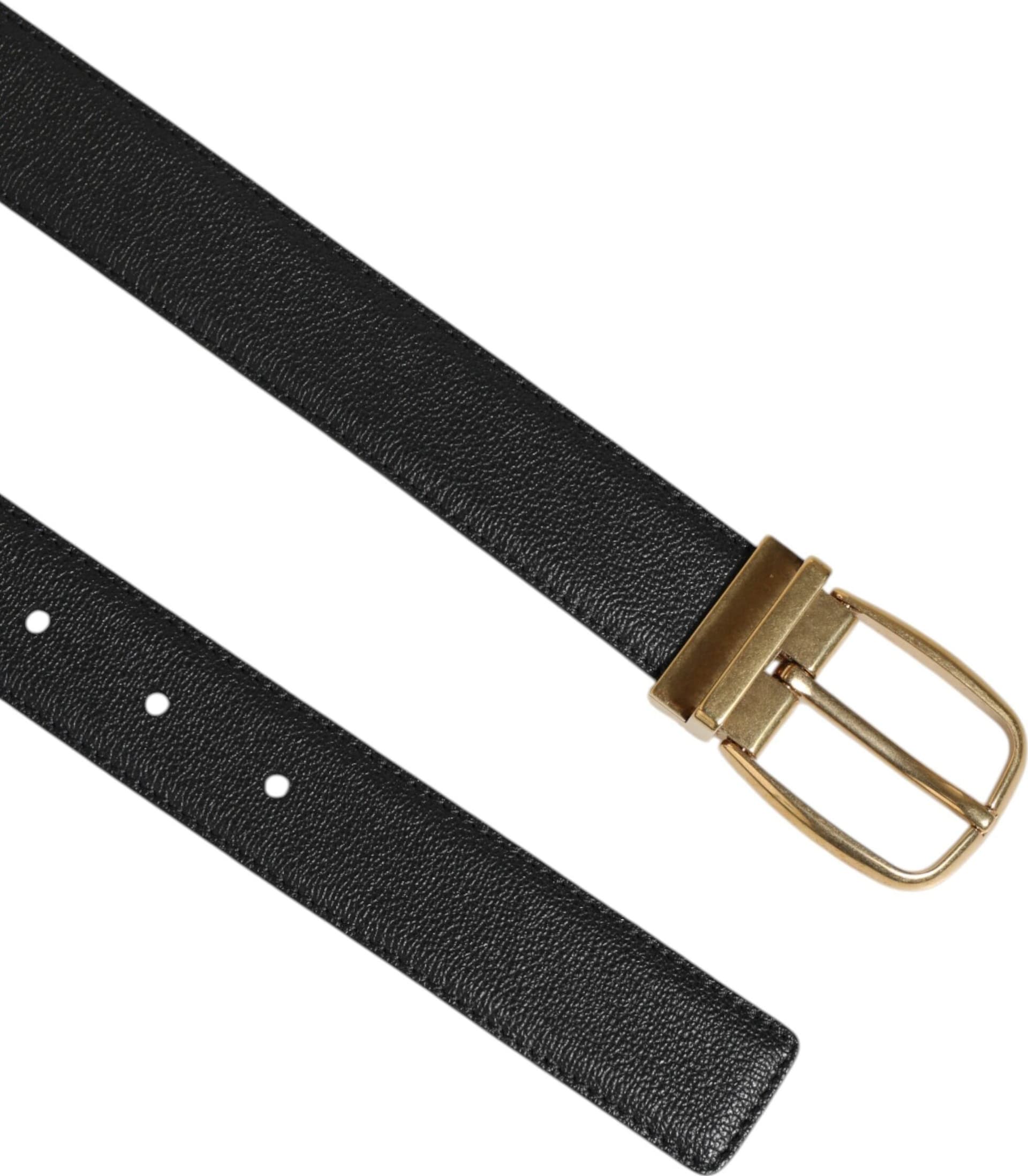 Dolce & Gabbana Black Leather Classic Metal Logo Buckle Belt - 4