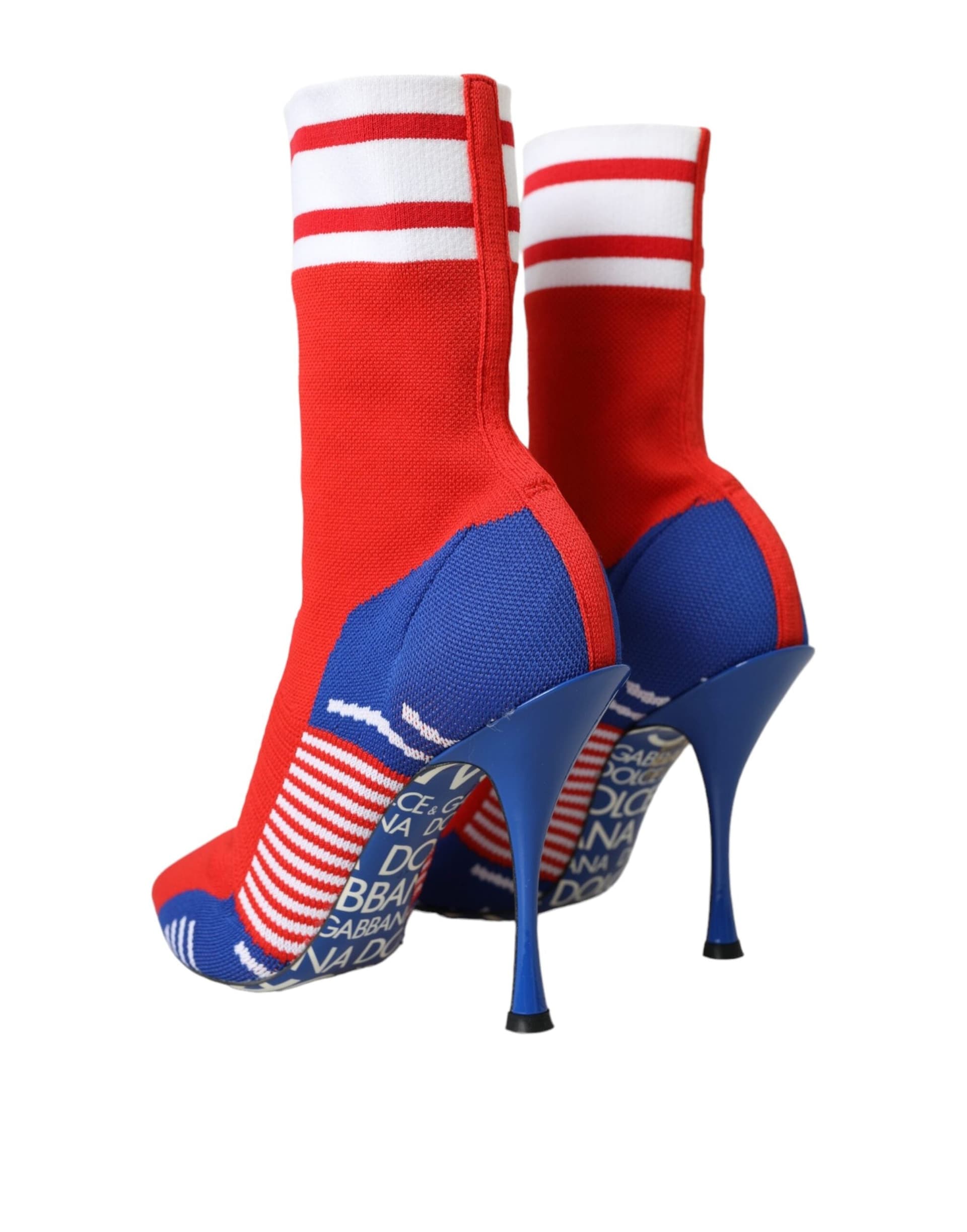 Dolce & Gabbana Red Blue Stretch Sock Style Ankle Boots Logo Shoes - 3