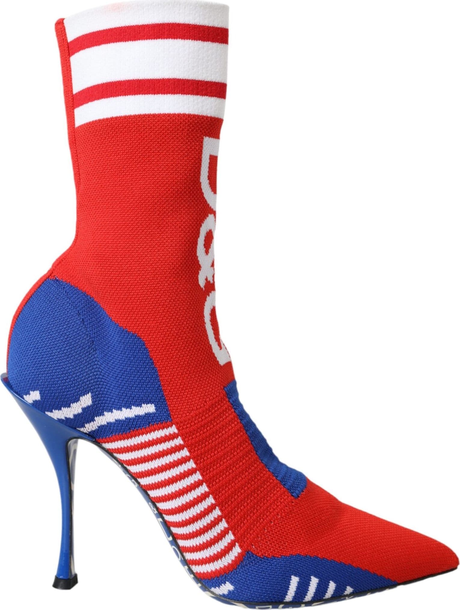 Dolce & Gabbana Red Blue Stretch Sock Style Ankle Boots Logo Shoes - 5