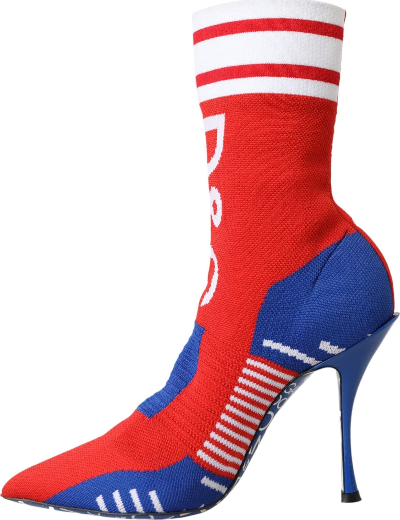 Dolce & Gabbana Red Blue Stretch Sock Style Ankle Boots Logo Shoes - 6