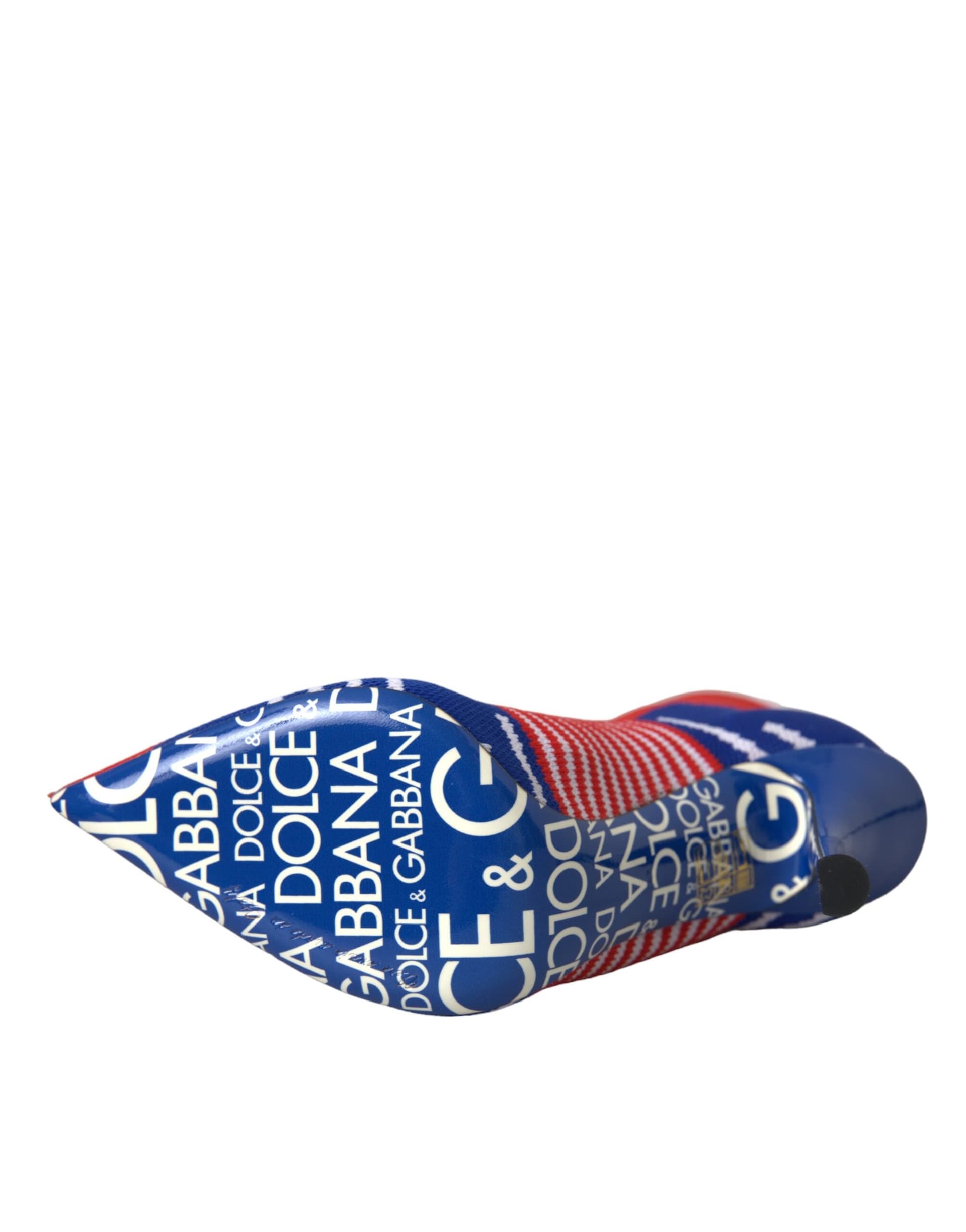 Dolce & Gabbana Red Blue Stretch Sock Style Ankle Boots Logo Shoes - 7