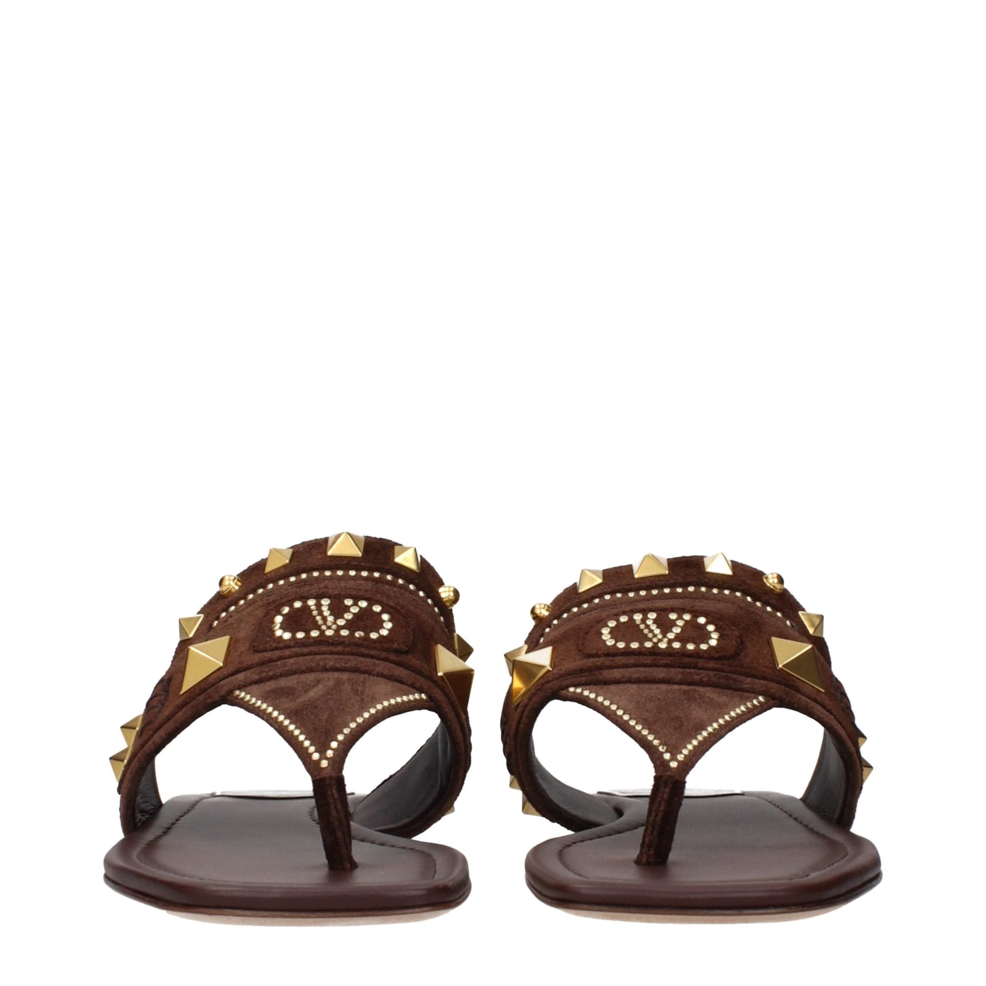 Valentino Garavani Brown Leather Flip-Flop Sandals - 3
