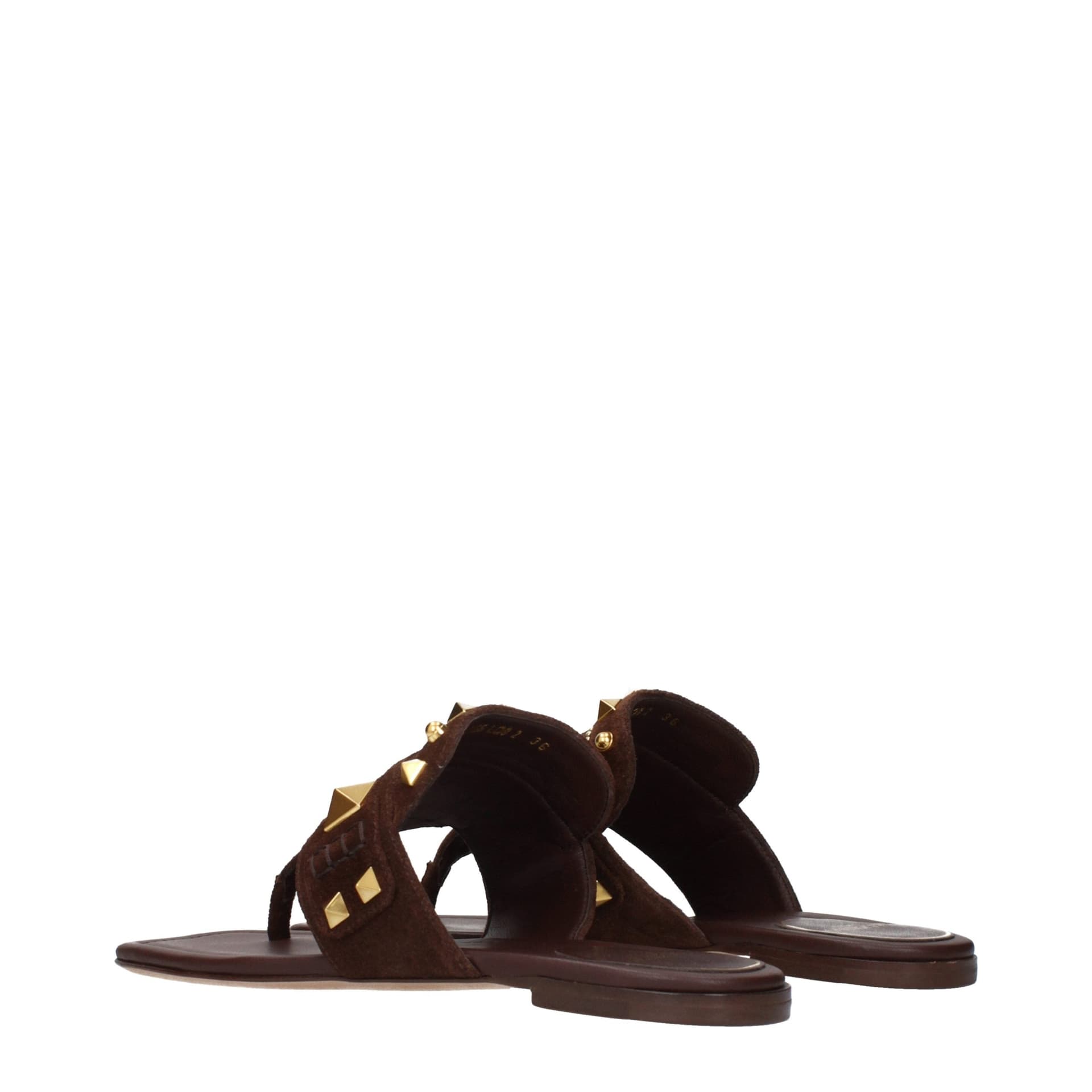 Valentino Garavani Brown Leather Flip-Flop Sandals - 4