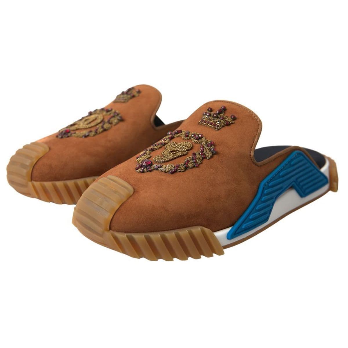 Dolce & Gabbana Brown Suede Crown Logo NS1 Slides Sandals - 3