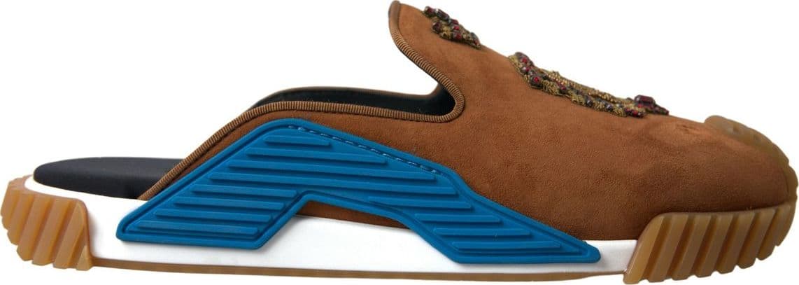 Dolce & Gabbana Brown Suede Crown Logo NS1 Slides Sandals - 5