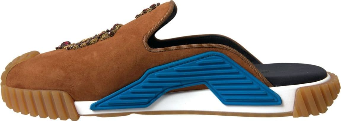 Dolce & Gabbana Brown Suede Crown Logo NS1 Slides Sandals - 6