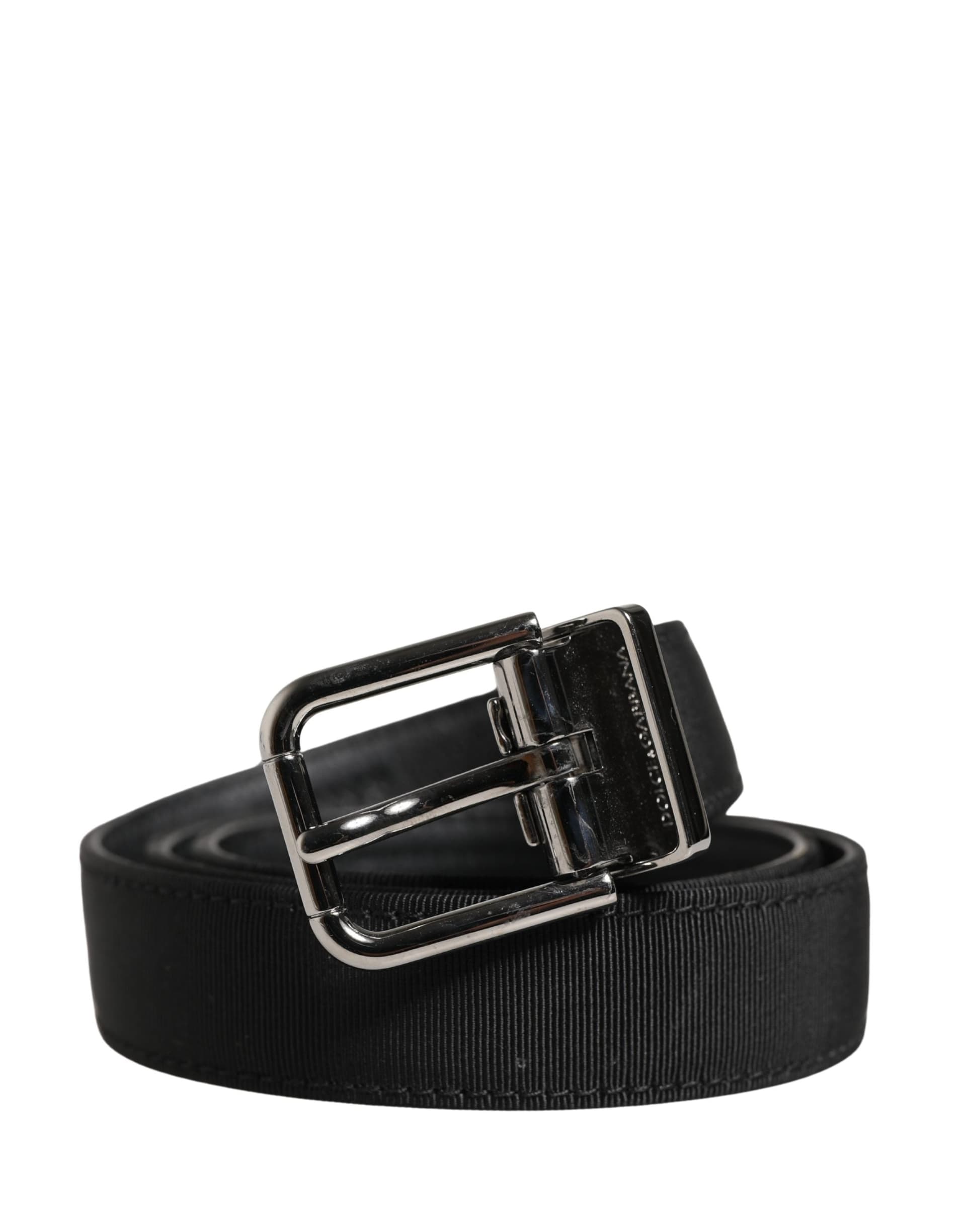 Dolce & Gabbana Men Black Viscose Leather Metal Buckle Belt - 2