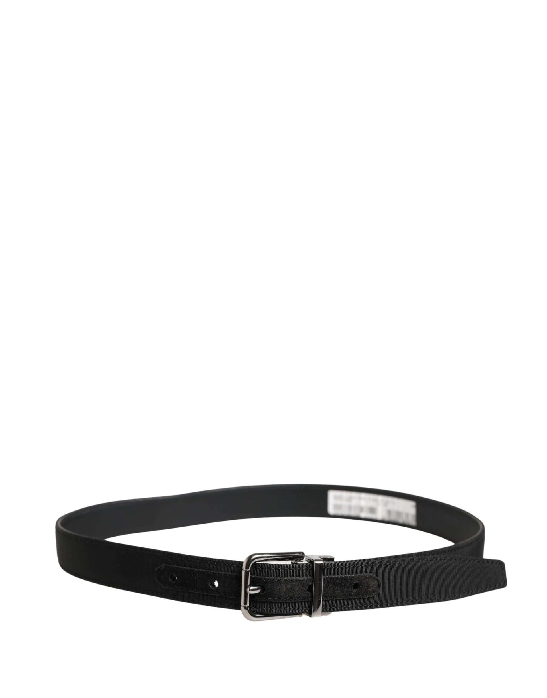 Dolce & Gabbana Men Black Viscose Leather Metal Buckle Belt - 3