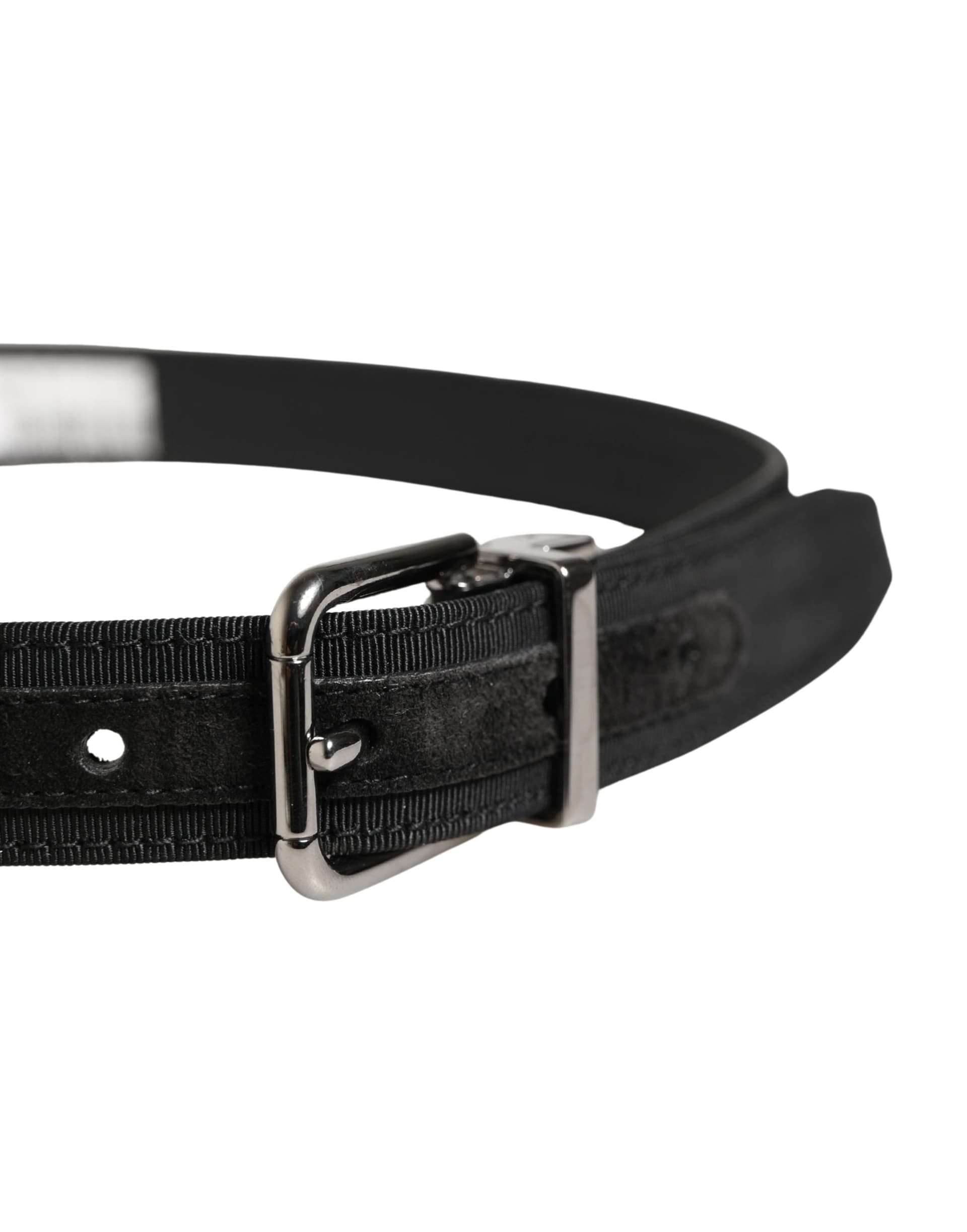 Dolce & Gabbana Men Black Viscose Leather Metal Buckle Belt - 4