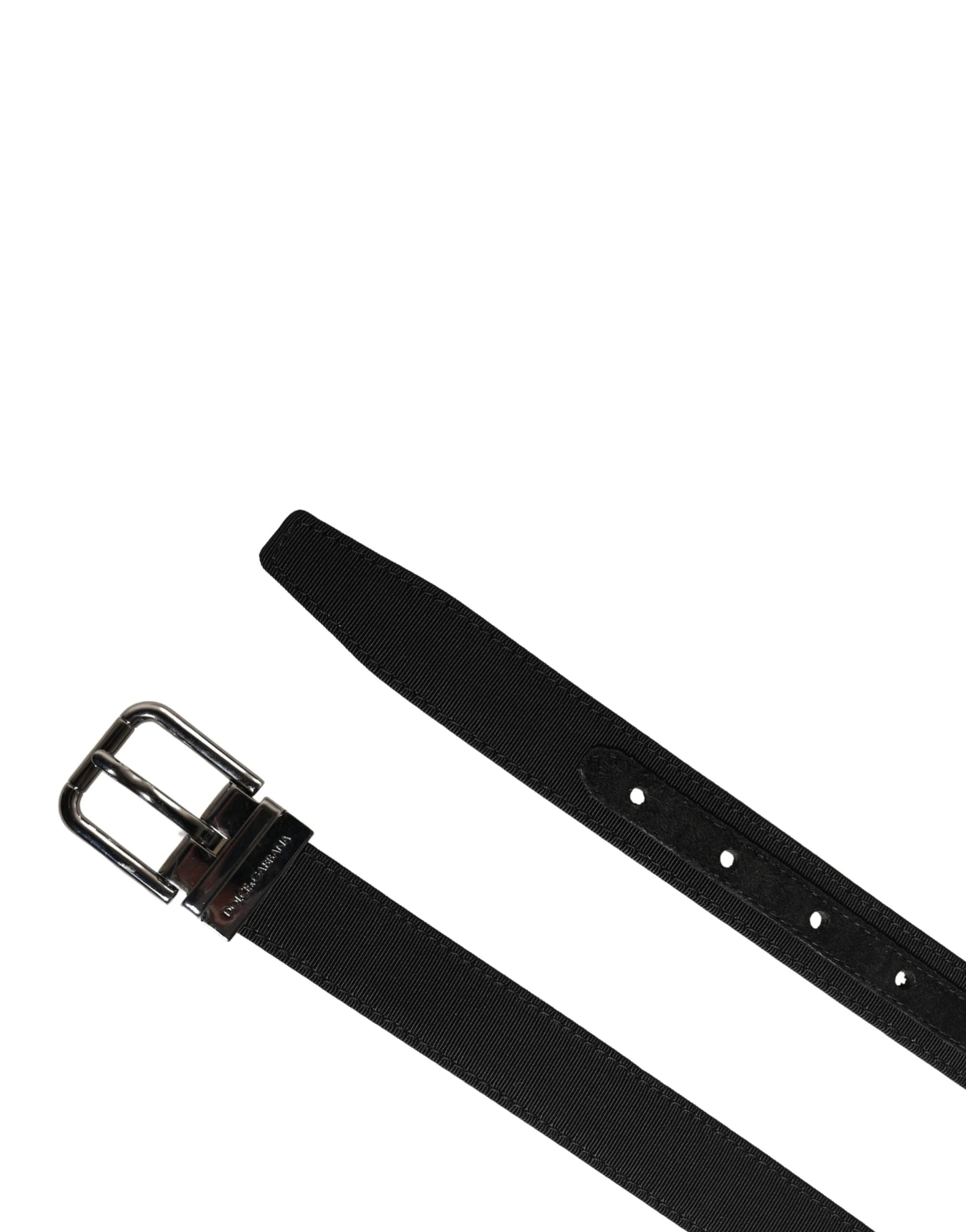 Dolce & Gabbana Men Black Viscose Leather Metal Buckle Belt - 7