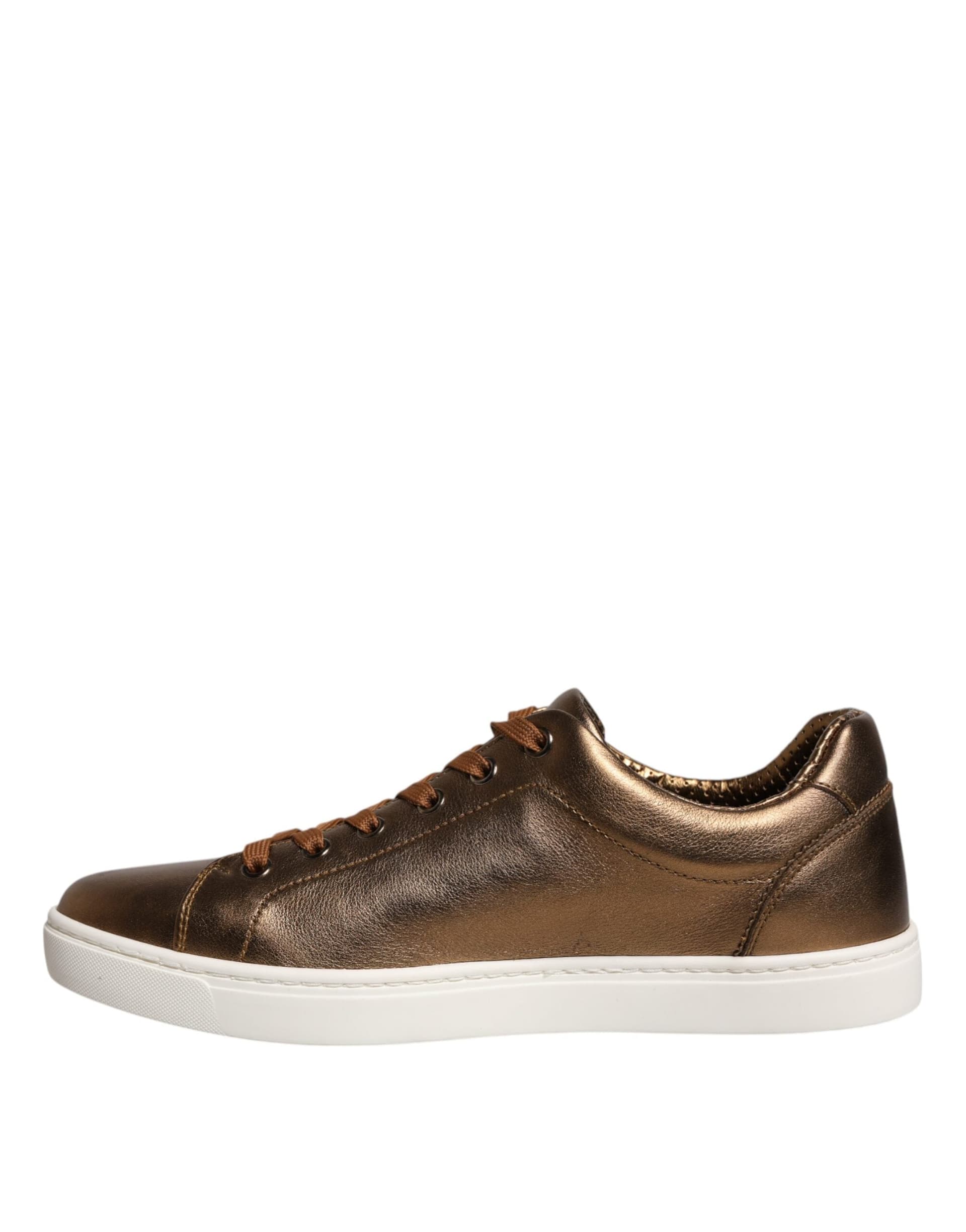 Dolce & Gabbana Gold Leather Logo London Men Sneaker Shoes - 4