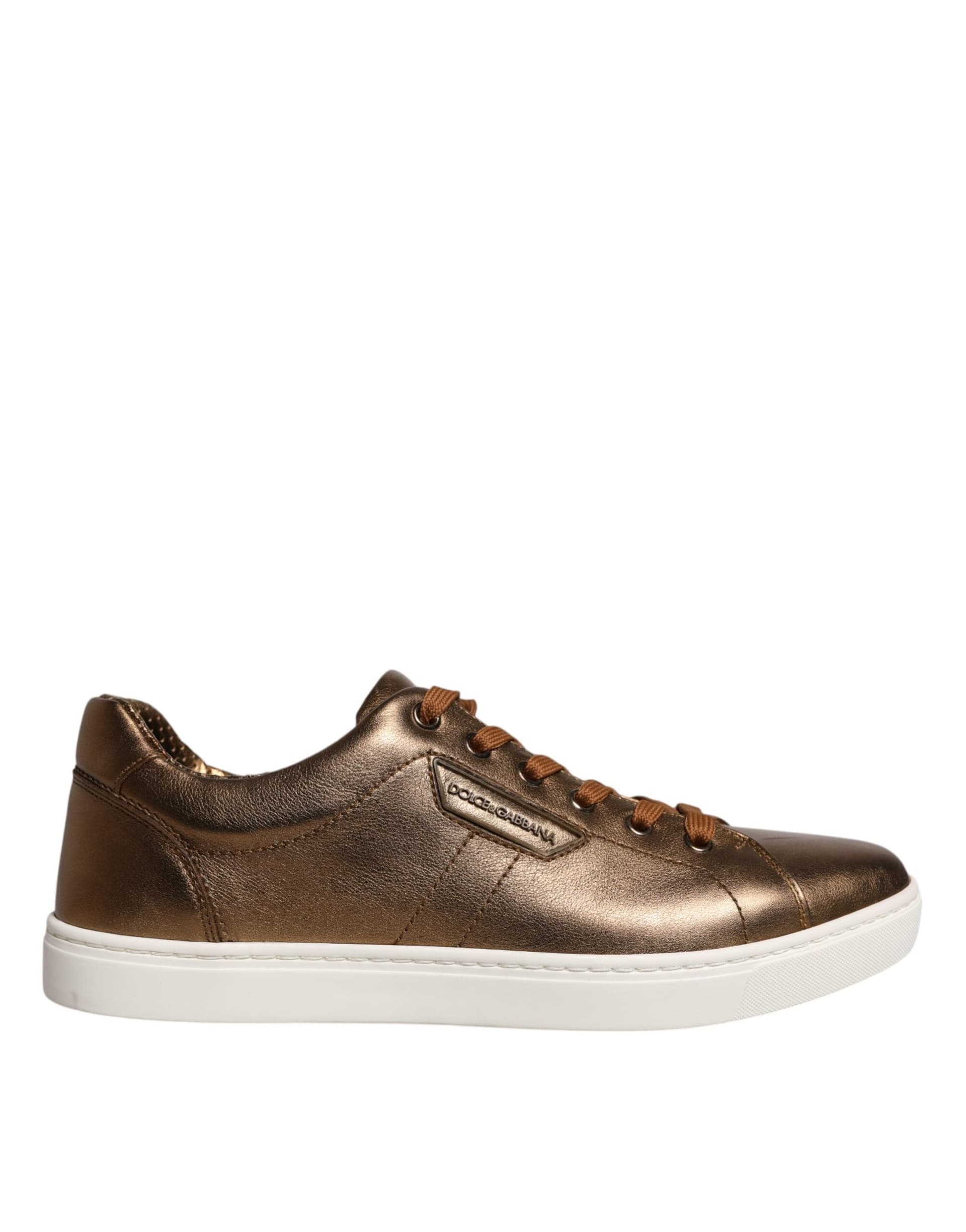Dolce & Gabbana Gold Leather Logo London Men Sneaker Shoes - 5
