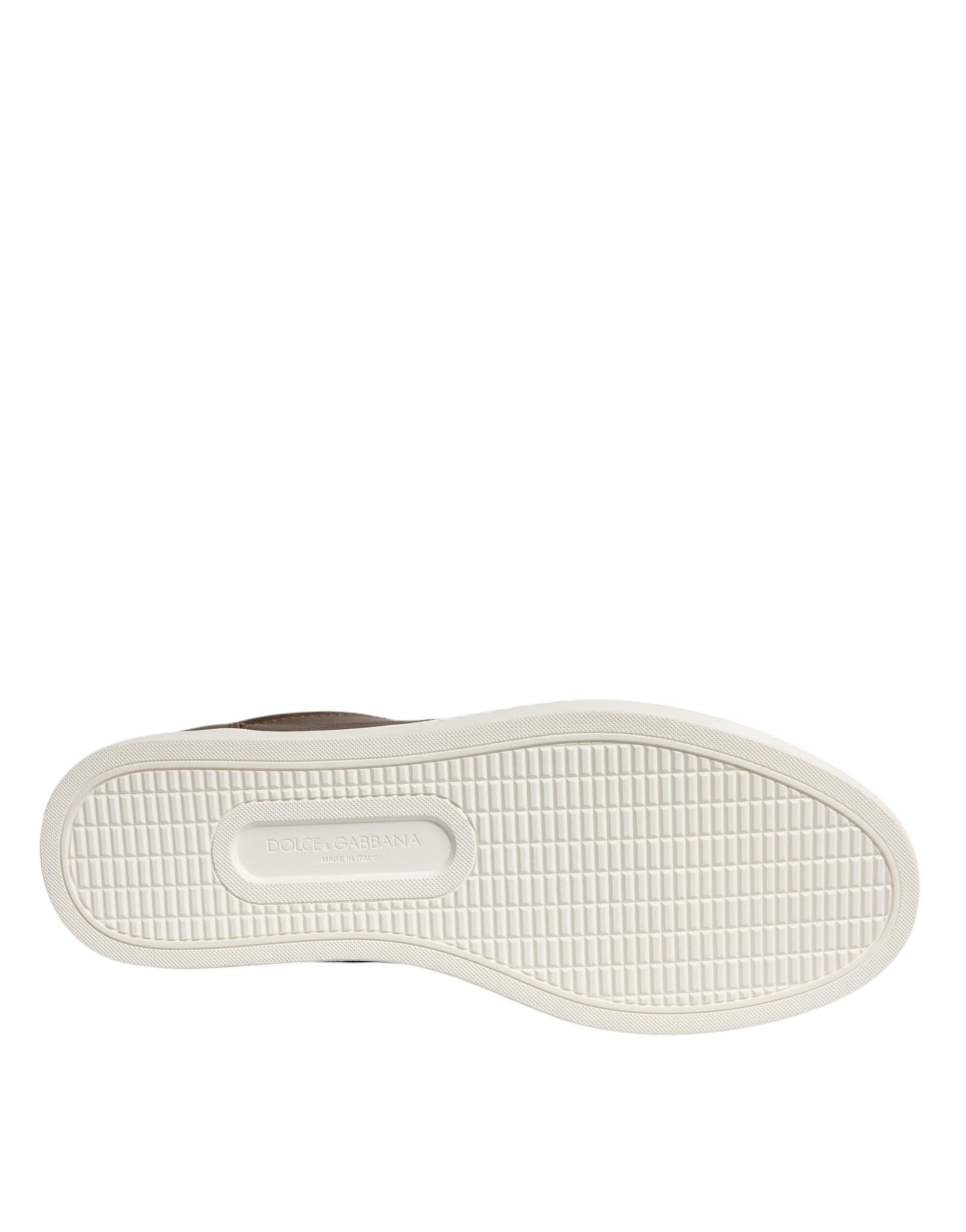 Dolce & Gabbana Gold Leather Logo London Men Sneaker Shoes - 7