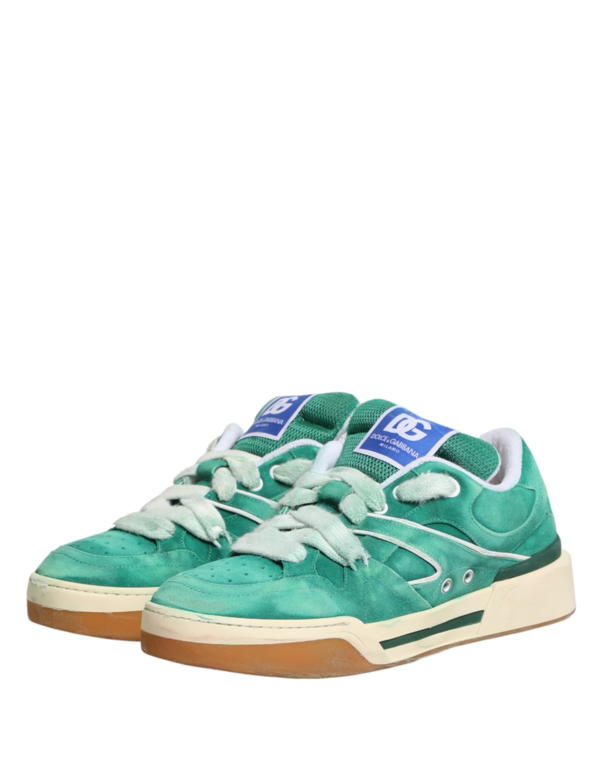 Dolce & Gabbana Green Suede New Roma Low Top Sneakers Shoes - 3