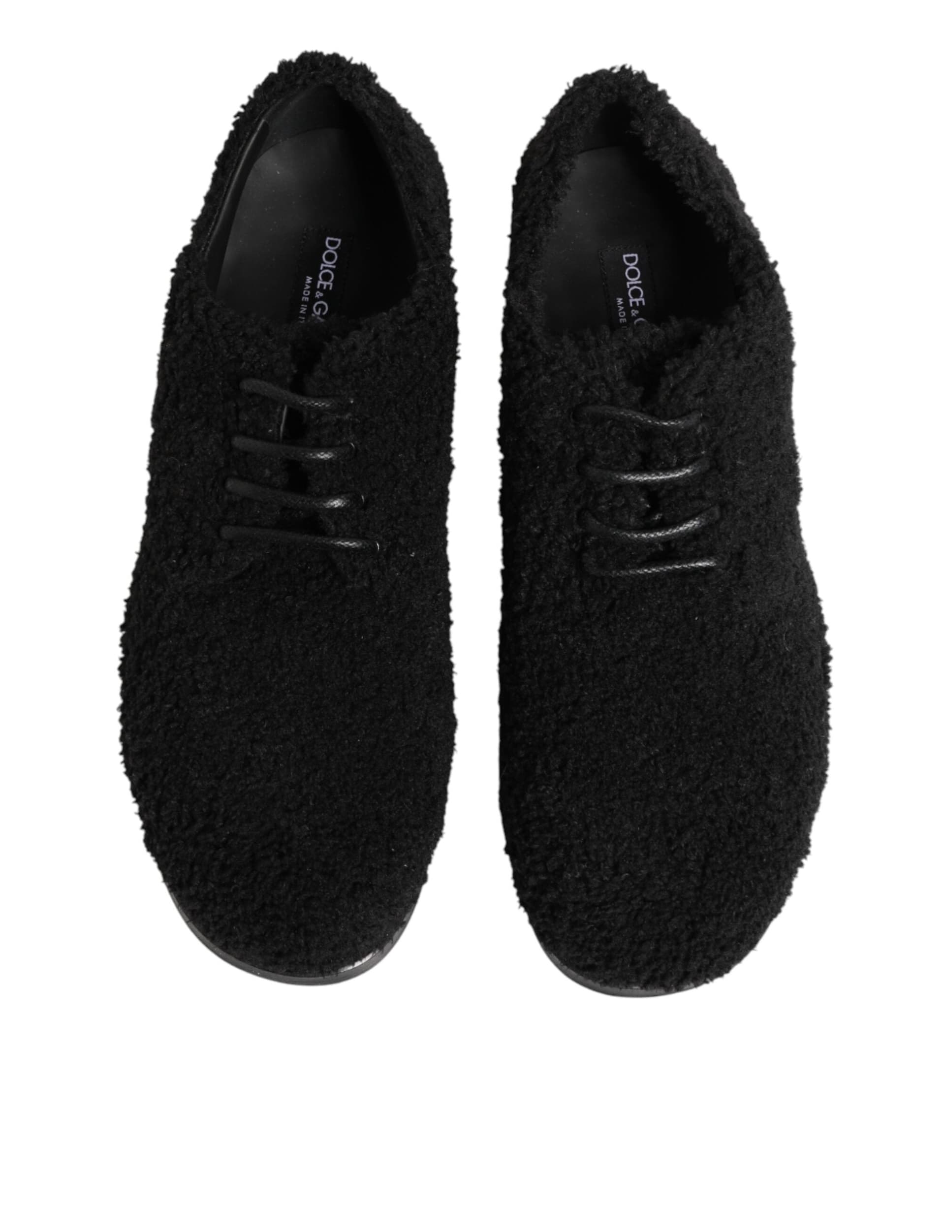 Dolce & Gabbana Men Black Riccio Shearling Dress Derby Shoes - 2