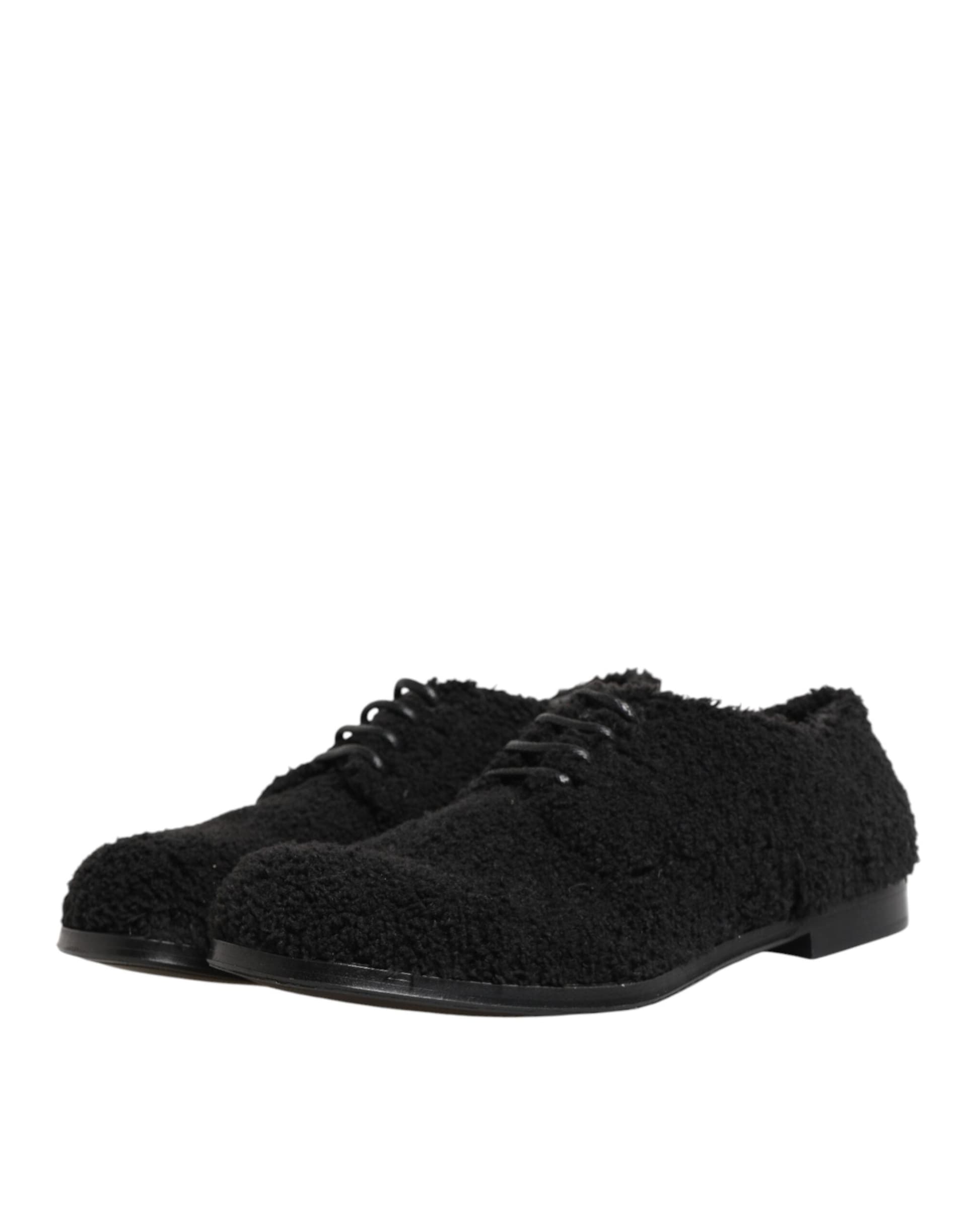 Dolce & Gabbana Men Black Riccio Shearling Dress Derby Shoes - 3