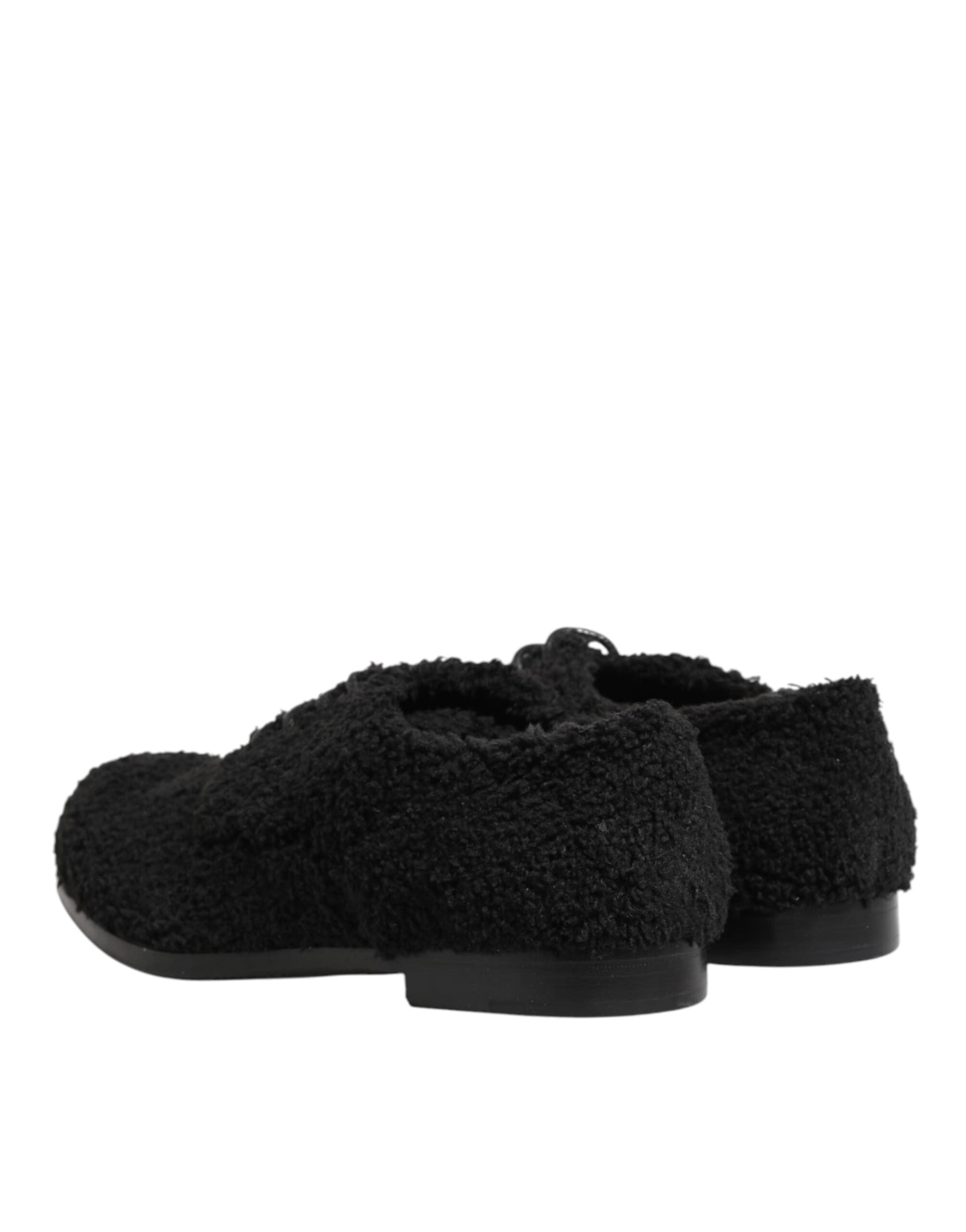 Dolce & Gabbana Men Black Riccio Shearling Dress Derby Shoes - 4