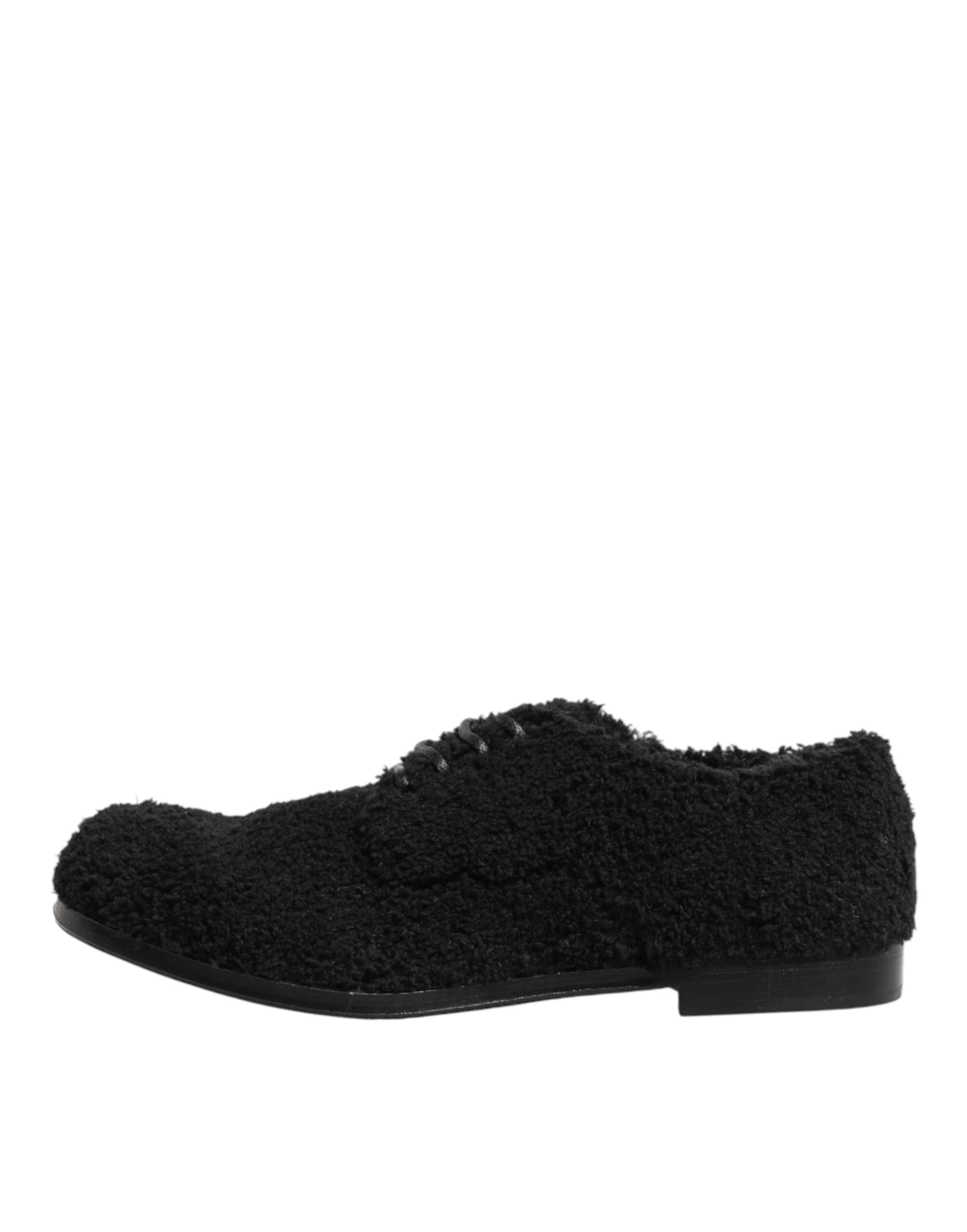 Dolce & Gabbana Men Black Riccio Shearling Dress Derby Shoes - 5