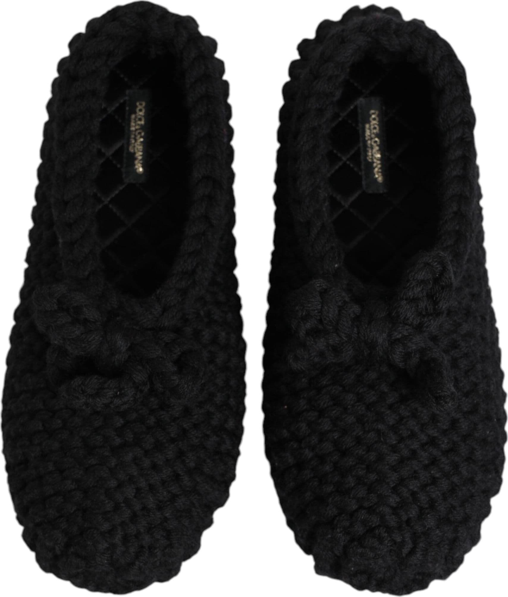 Dolce & Gabbana Black Wool Knit Slip On Ballerina Flats Shoes - 2