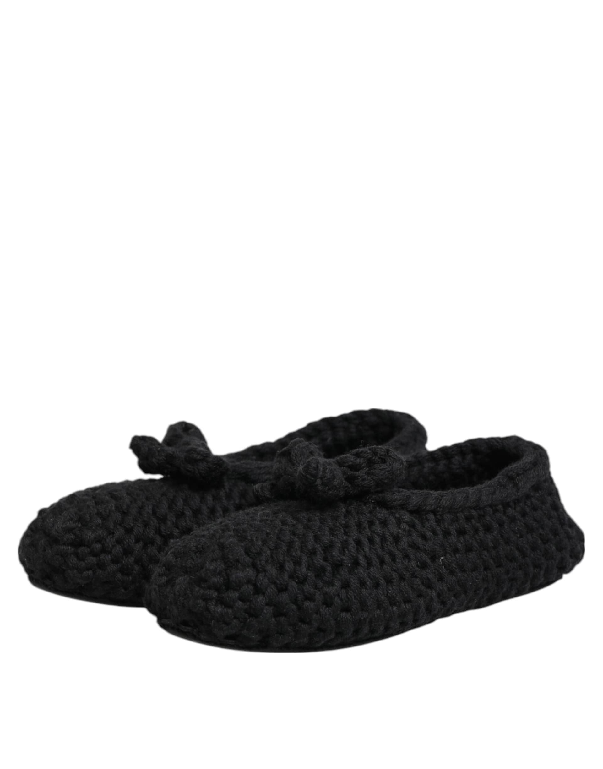 Dolce & Gabbana Black Wool Knit Slip On Ballerina Flats Shoes - 3