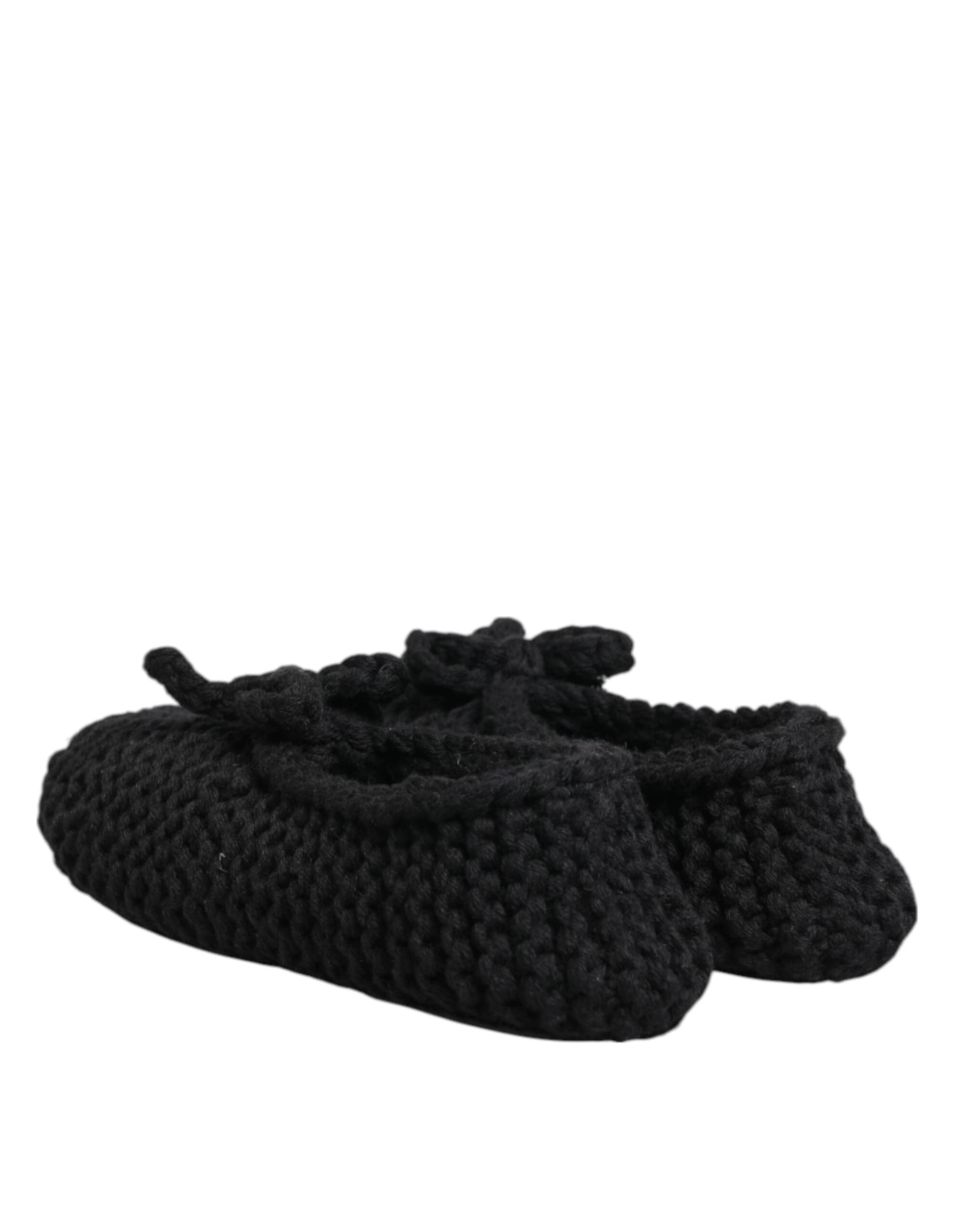 Dolce & Gabbana Black Wool Knit Slip On Ballerina Flats Shoes - 4