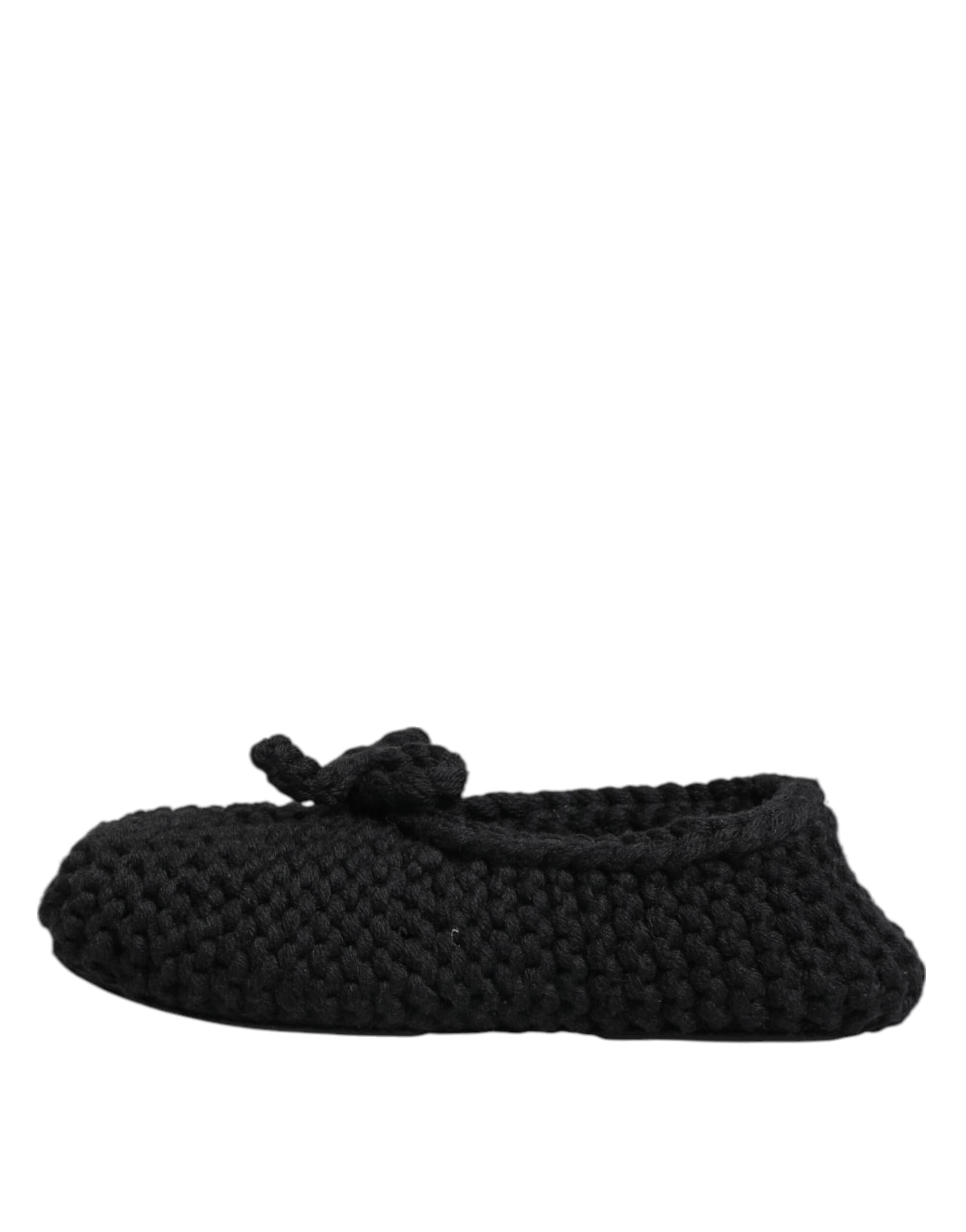 Dolce & Gabbana Black Wool Knit Slip On Ballerina Flats Shoes - 5